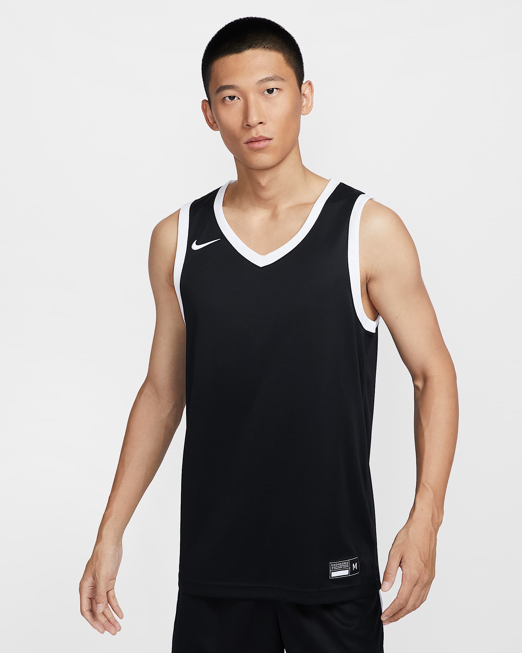 Nike Dri-FIT Stock Crossover 男子速干球衣 - 黑/白色/白色