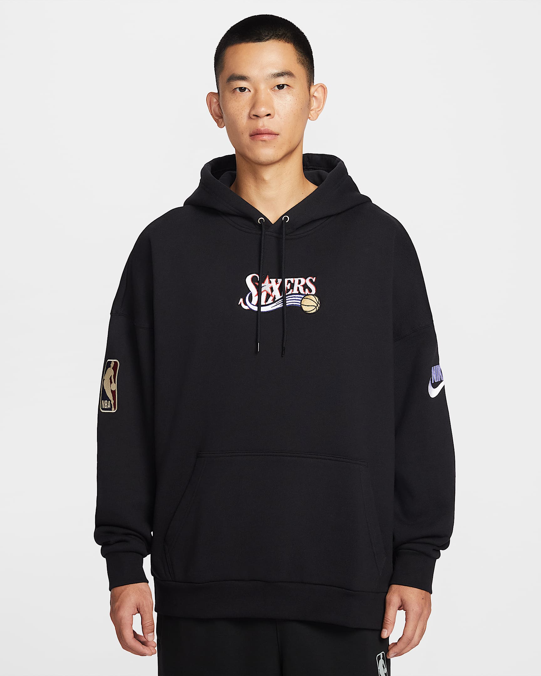 费城 76 人队 Nike 男子套头连帽衫 - 黑