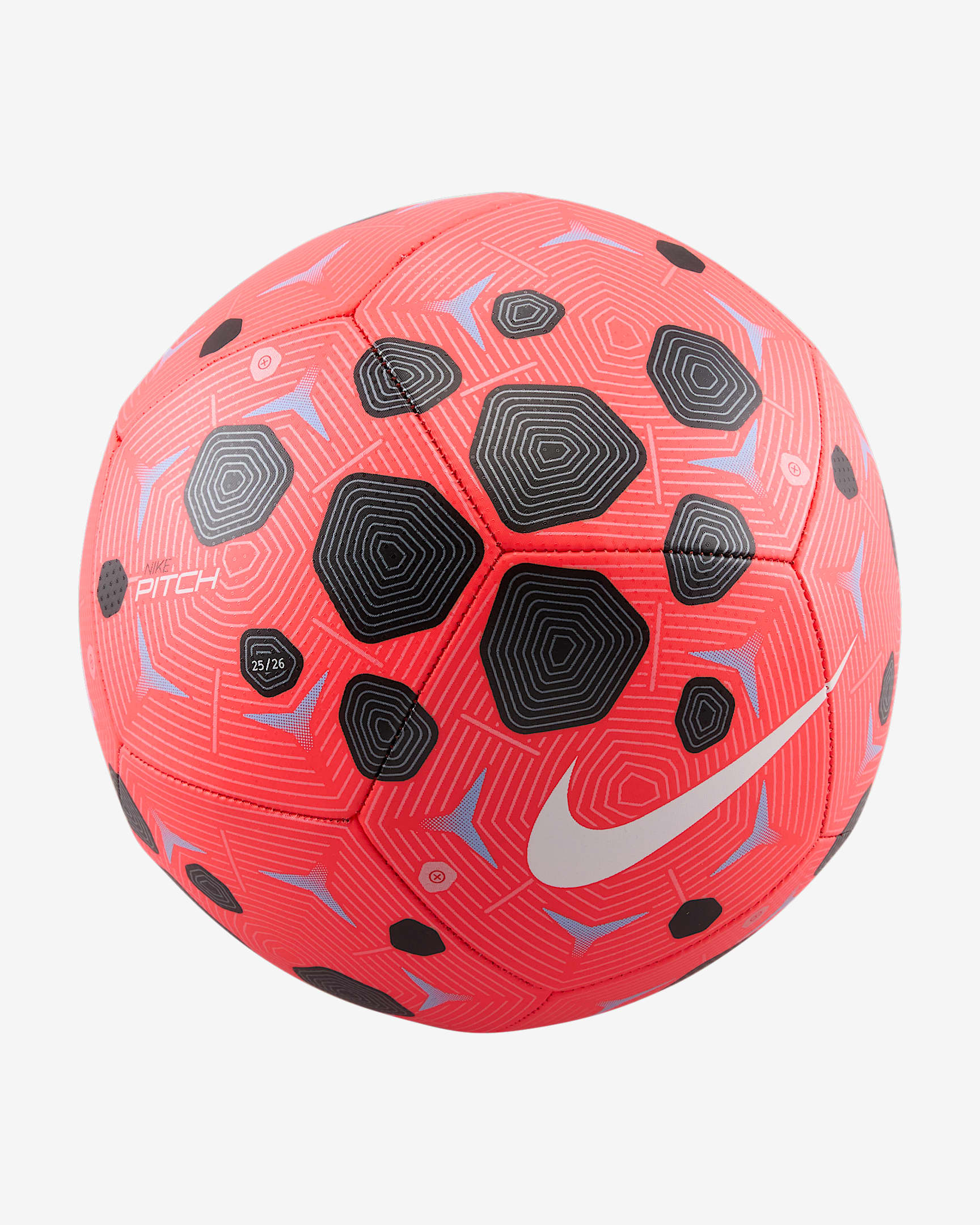 Nike Pitch 足球 - 亮深红/黑/白色