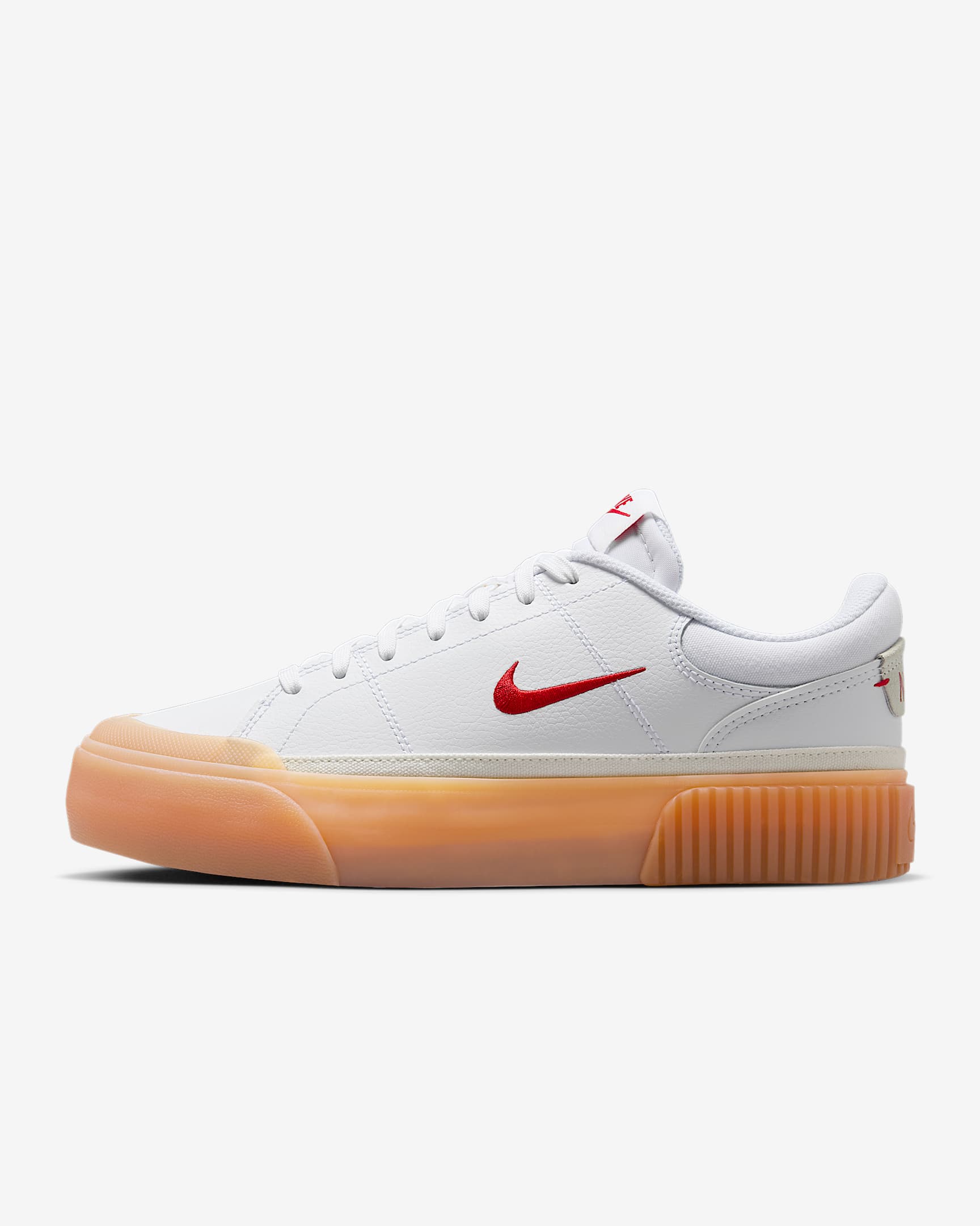 Nike Court Legacy Lift 女子厚底增高运动鞋 - 白色/橡皮黄/帆白/大学红