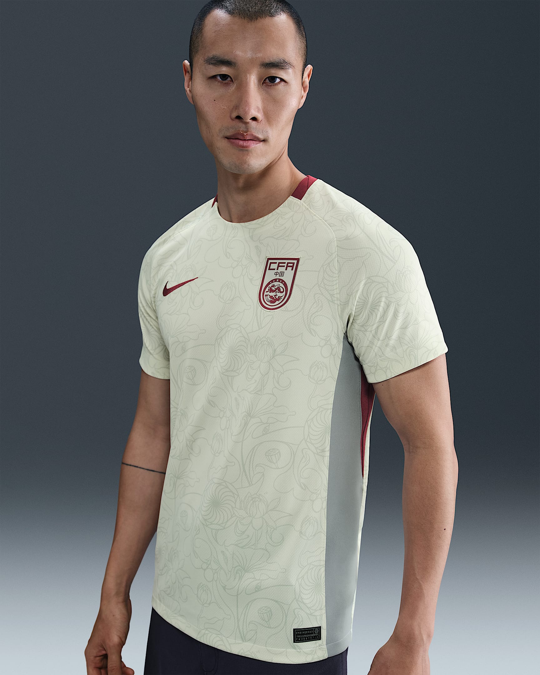 2025 赛季中国队客场球迷版 Nike Dri-FIT 男子速干足球球衣 - 海玻璃色/云母绿/队红/队红