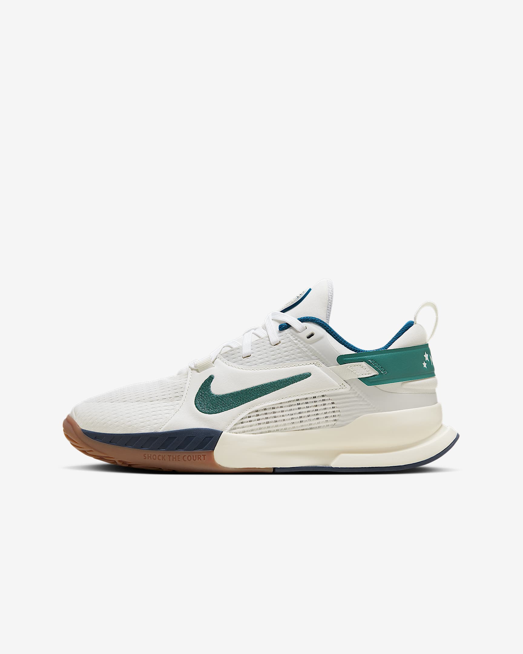 Nike Crosscourt 耐克六边形小将大童透气运动童鞋 - 帆白/椰奶色/闪电蓝/海岸绿