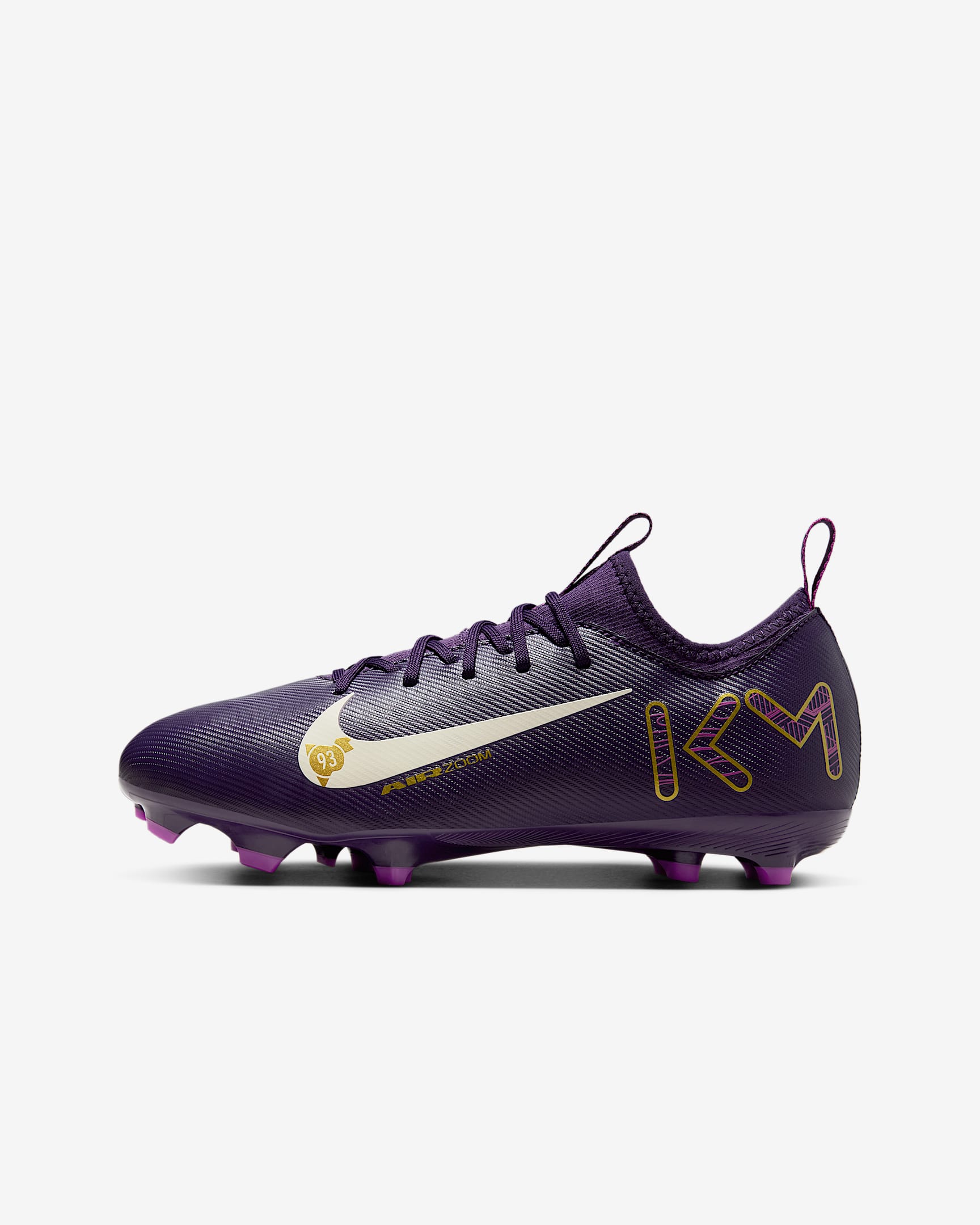 Nike Jr. Mercurial Vapor 16 Academy "Kylian Mbappé" 耐克刺客系列姆巴佩大童多种场地低帮足球鞋 - 华丽紫/淡象牙白