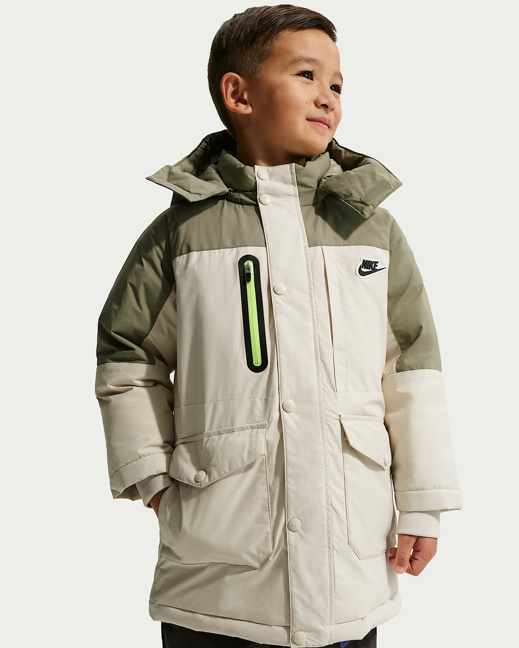 Nike 幼童三防羽绒中长款夹克 - 浅土褐