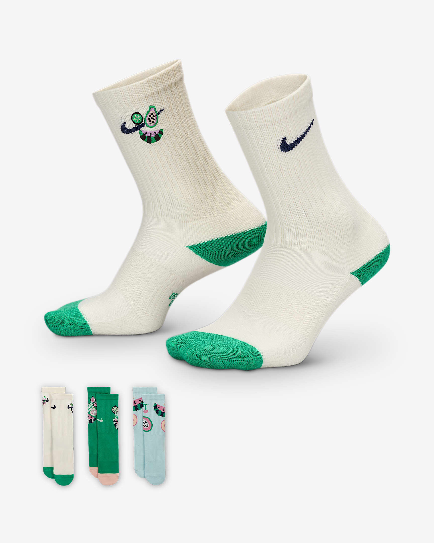 Nike Everyday Plus 大童舒适速干中筒运动袜(3 双) - 多色
