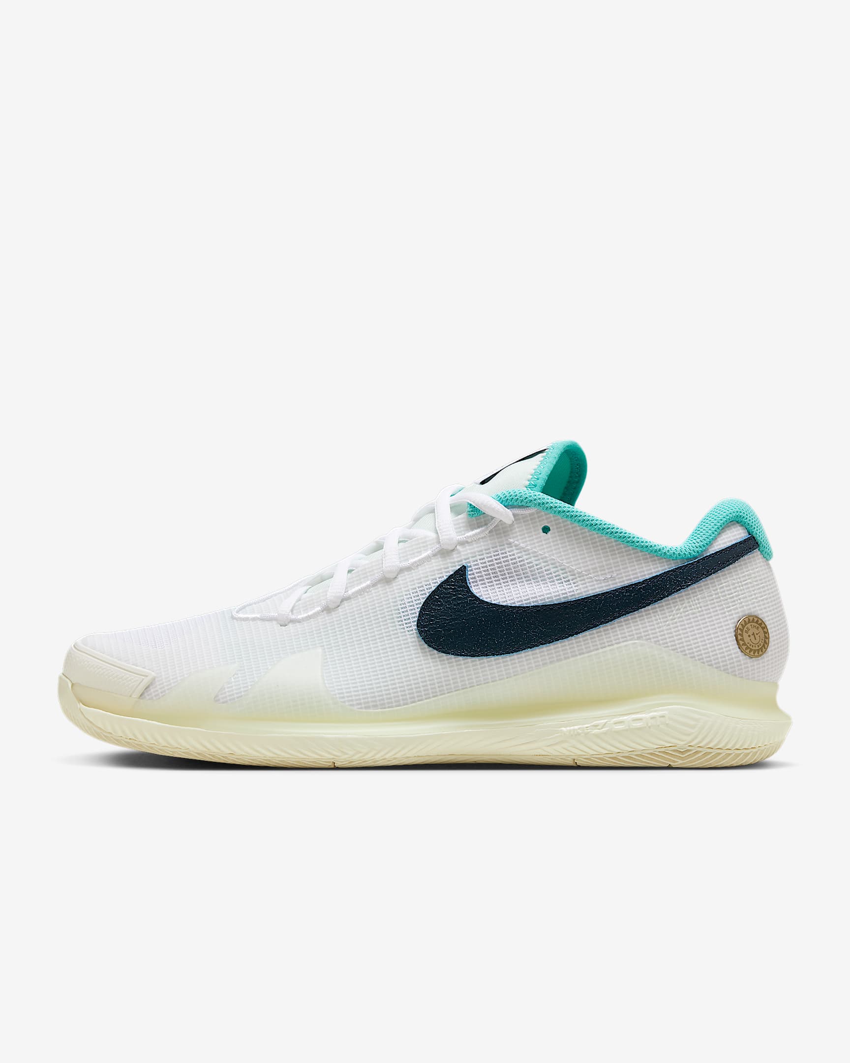 NikeCourt Air Zoom Vapor Pro 男子硬地球场网球鞋 - 白色/椰奶色/俏皮粉/军械深海蓝