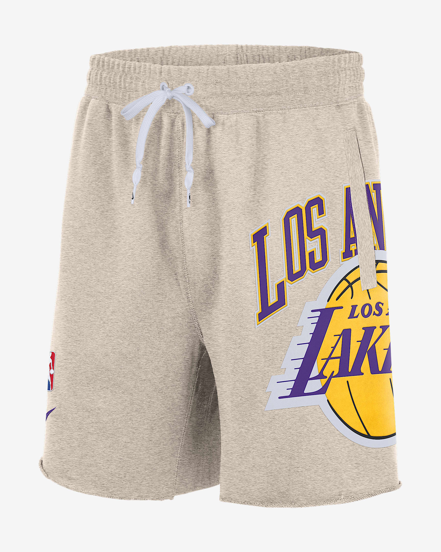 洛杉矶湖人队 Courtside Nike NBA 男子针织短裤 - 调色桦树色/调色桦树色/白色/全域紫