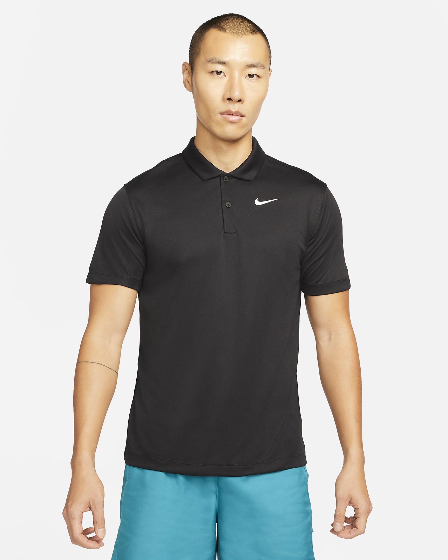 NikeCourt Dri-FIT 男子透气速干网球翻领T恤 - 黑/白色