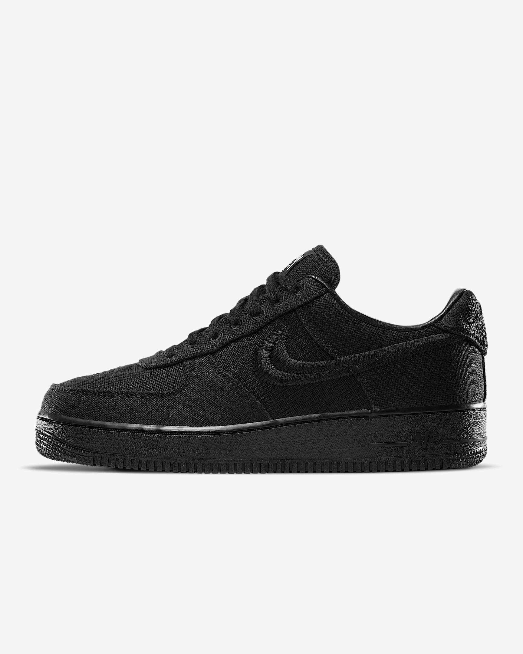Nike Air Force 1 Low / Stussy 男子空军一号运动鞋 - 黑/黑