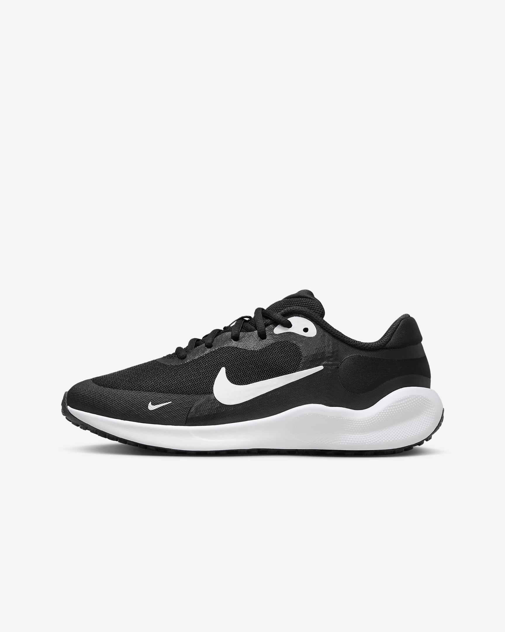 Nike Revolution 7 大童公路跑步鞋 - 黑/白色/白色