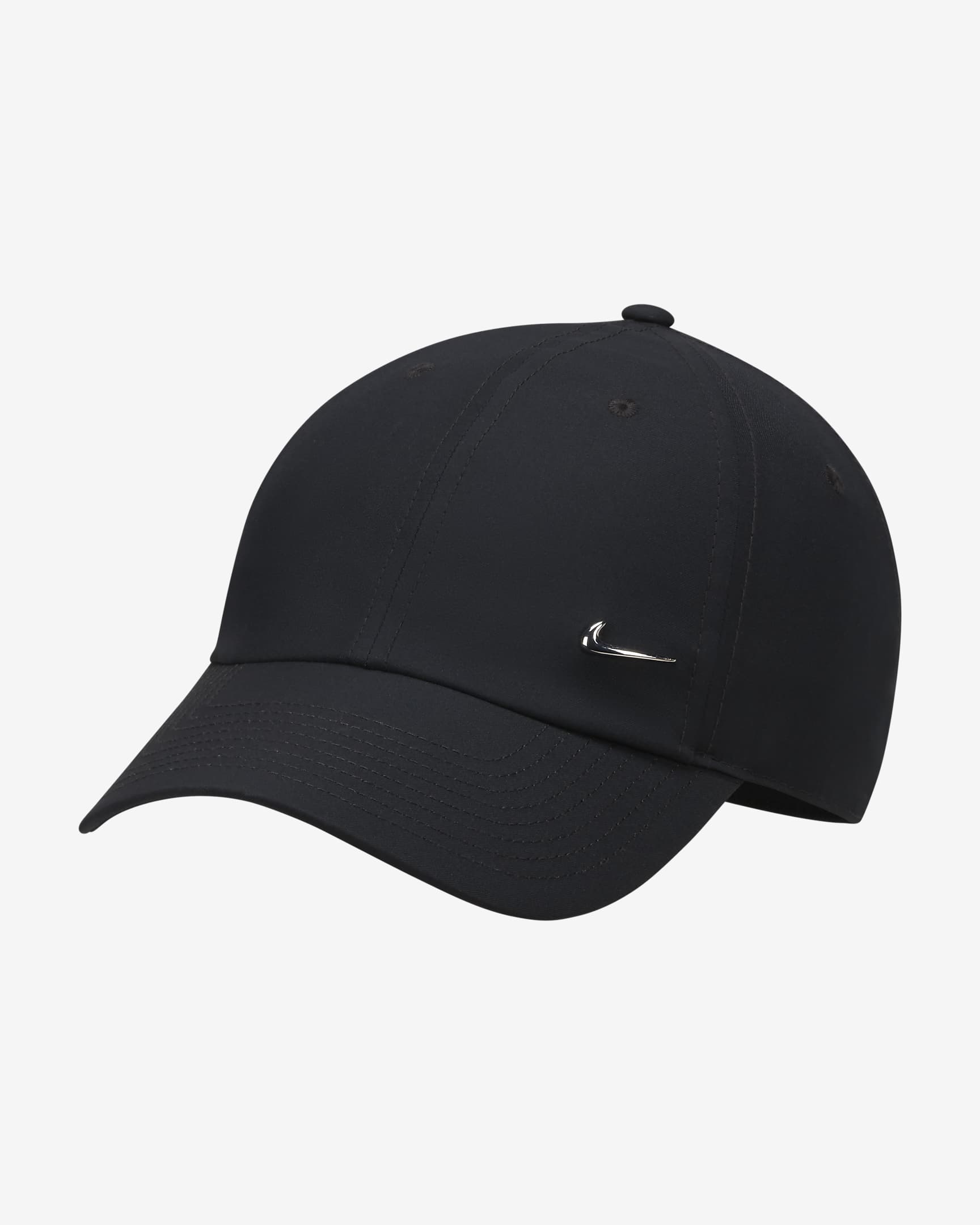 Nike Dri-FIT Club 透气速干软顶金属耐克勾运动帽 - 黑/金属银