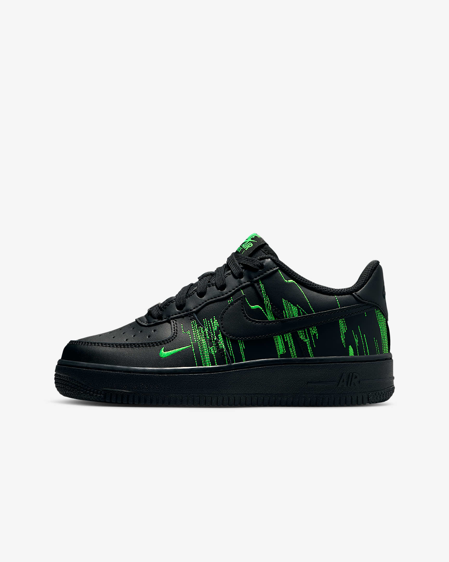 Nike Air Force 1 LV8 4 大童空军一号运动鞋 - 黑/冲击绿/明亮紫/黑