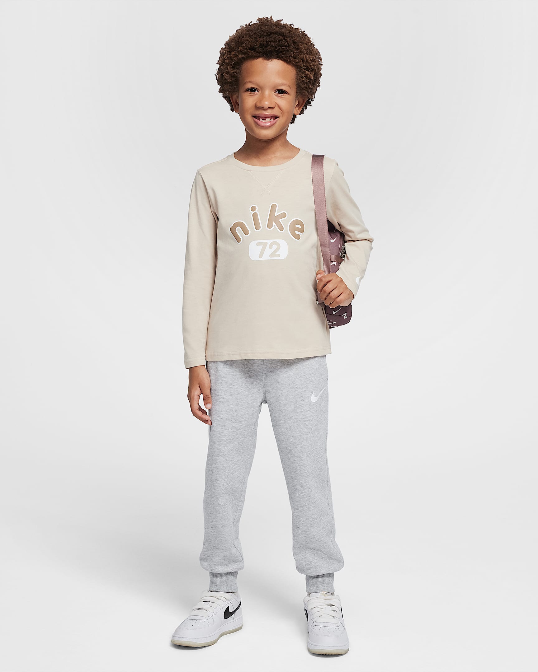 Nike E1D1 幼童长袖T恤和长裤套装 - 浅烟灰
