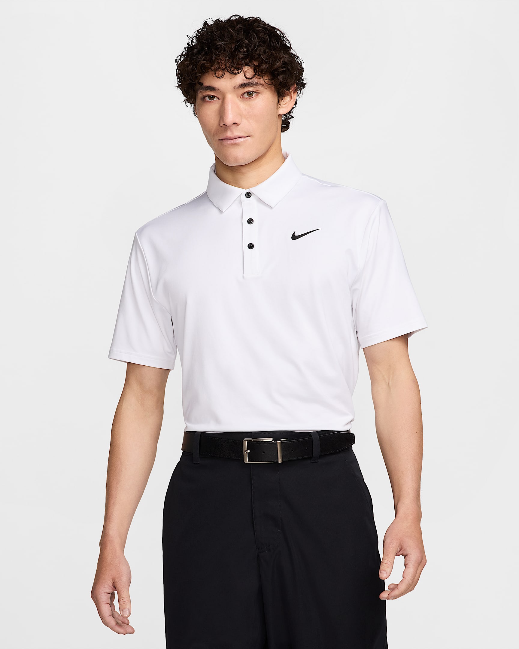 Nike Tour Dri-FIT 男子速干高尔夫翻领T恤 - 白色/黑