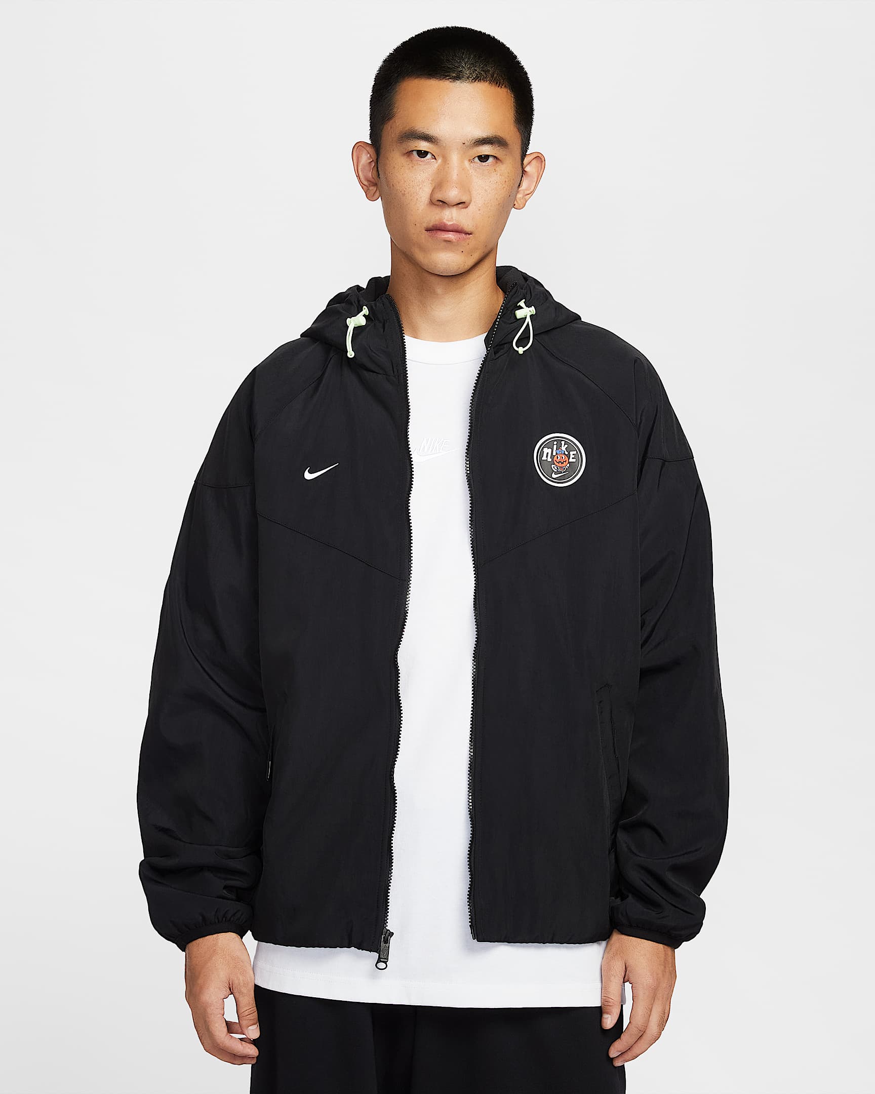 Nike Sportswear 男子摇粒绒里料宽松连帽梭织夹克 - 黑