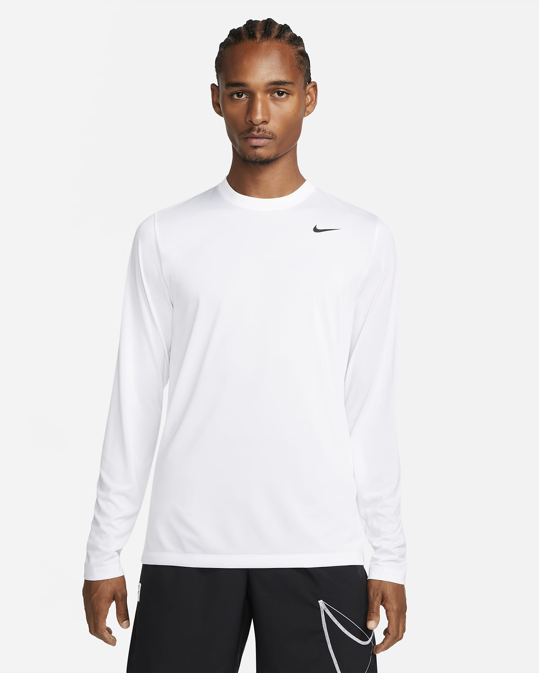 Nike Dri-FIT Legend 男子速干长袖训练上衣 - 白色/黑
