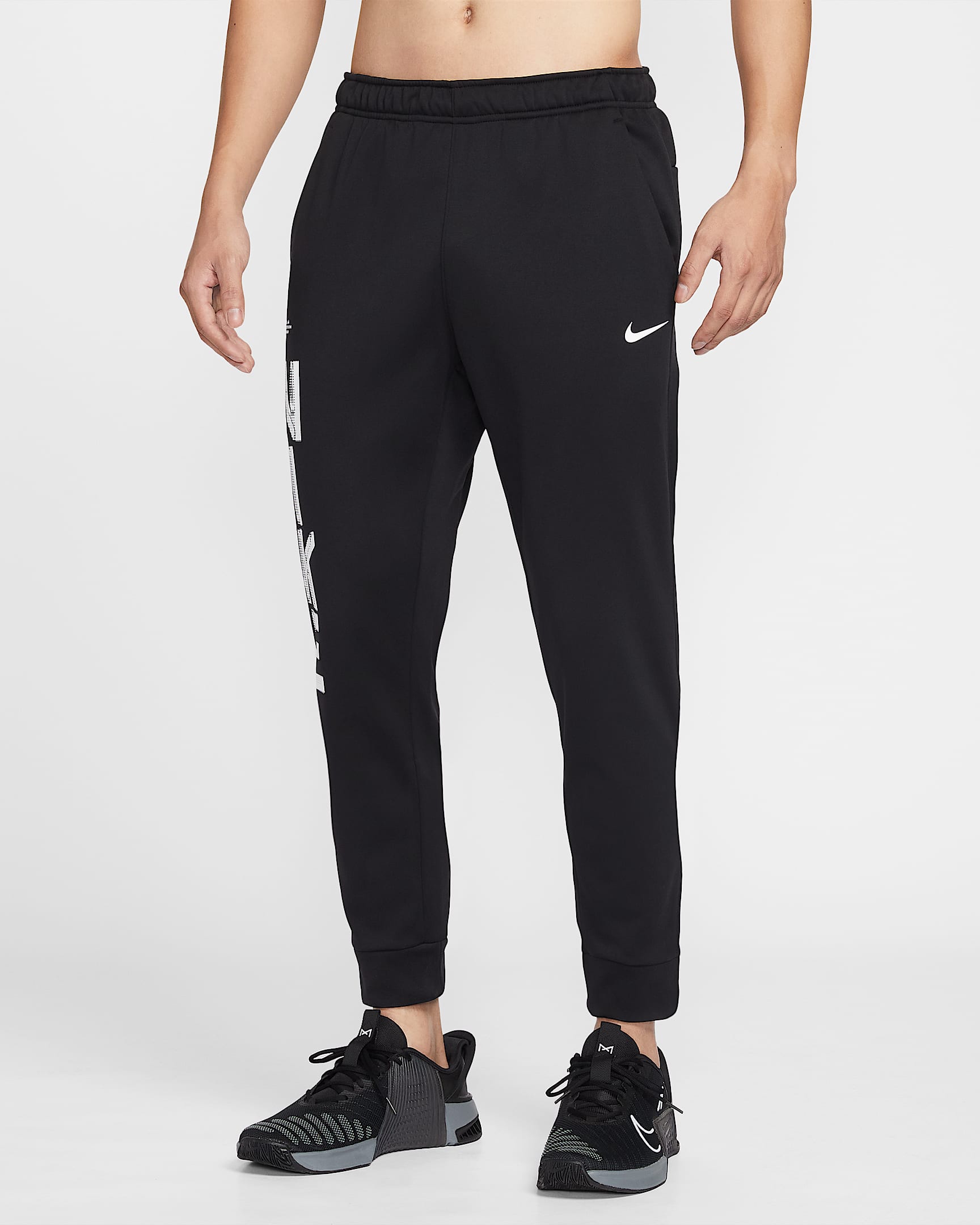 Nike Therma-FIT 男子加绒长裤 - 黑/白色