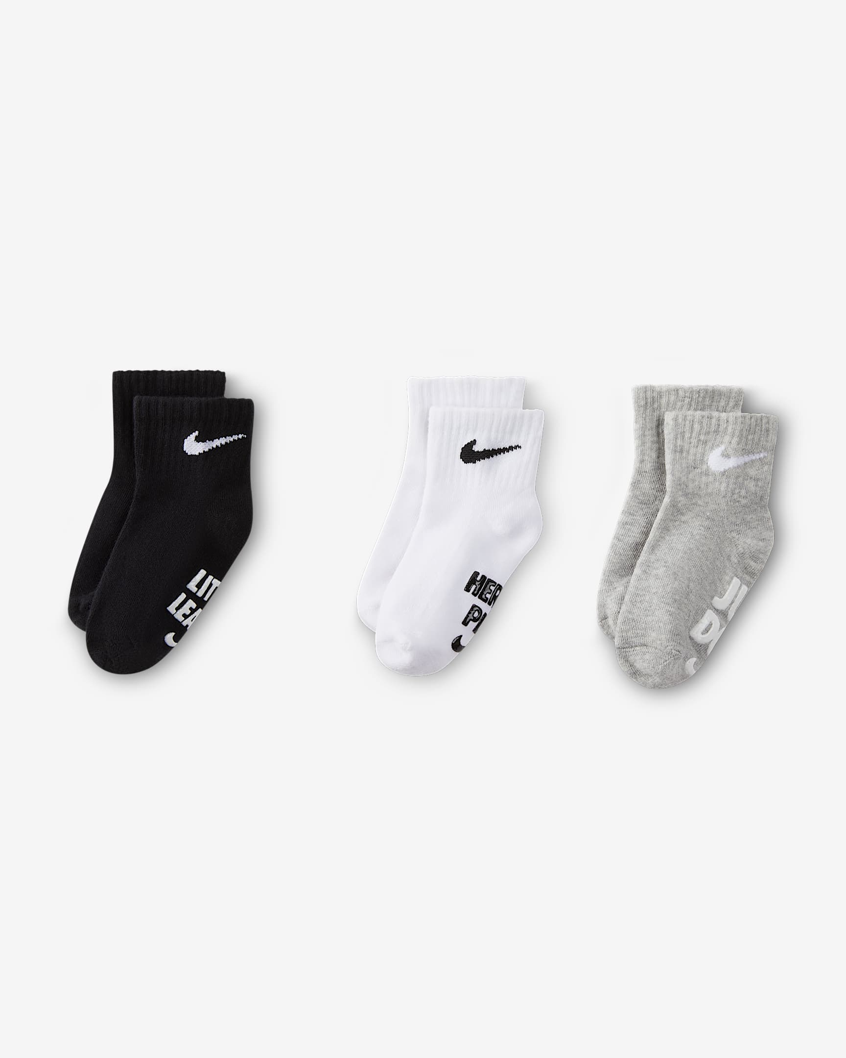 Nike Verbiage 婴童运动短袜 (3 双) - 白色