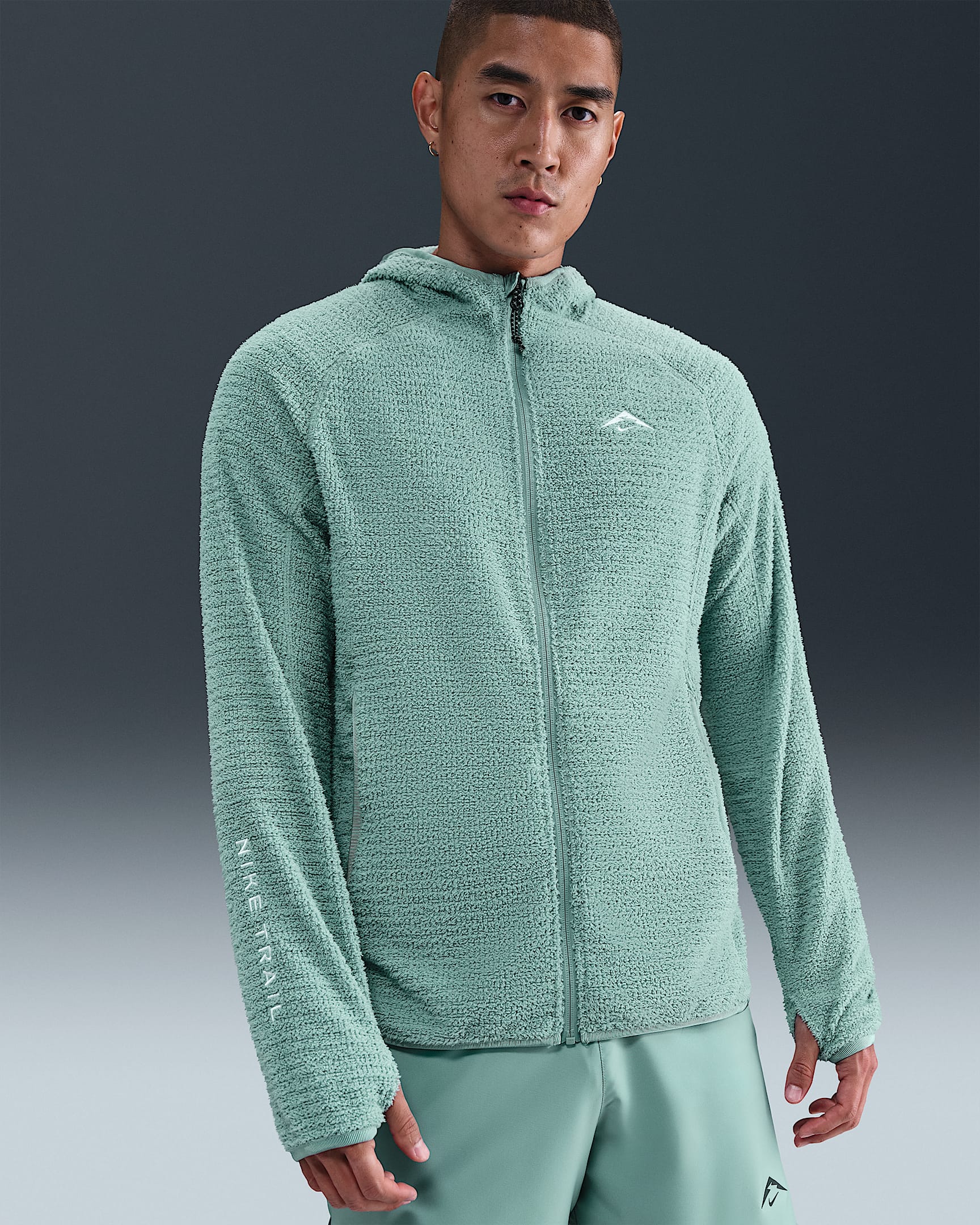 Nike Trail Dri-FIT 男子越野速干加绒跑步夹克 - 大炮灰/山峰白