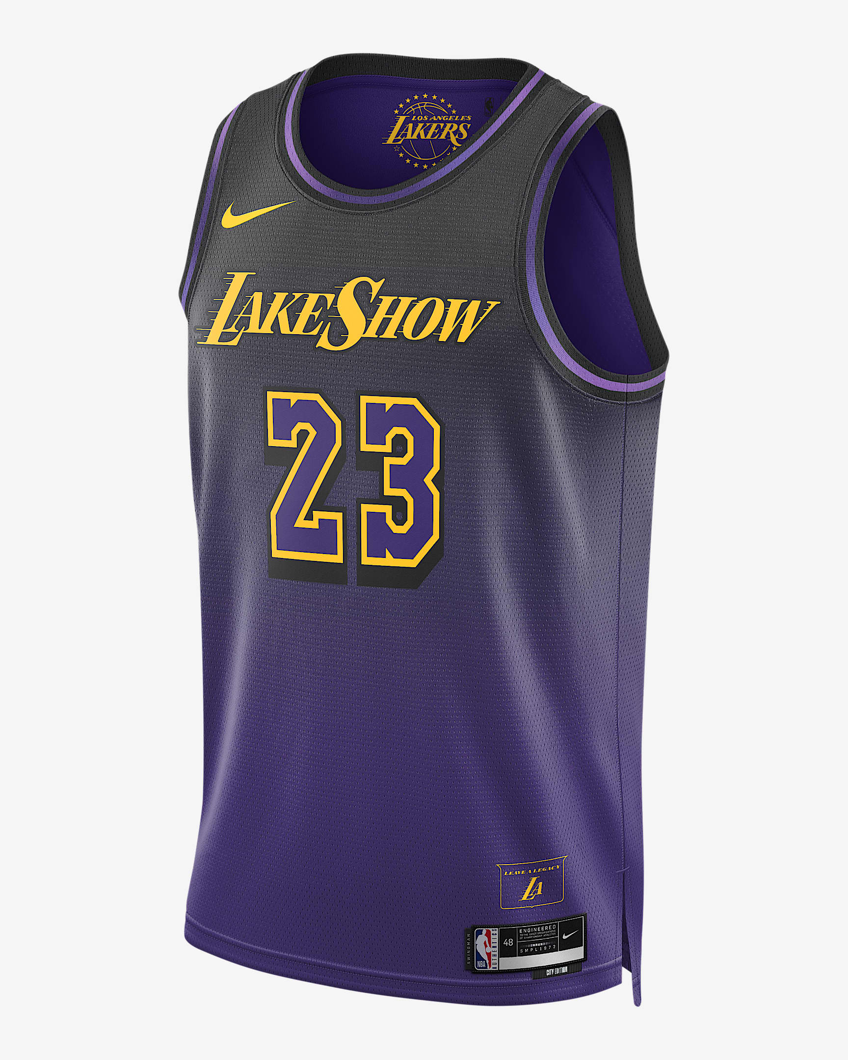 2024/25 赛季洛杉矶湖人队勒布朗·詹姆斯 (LeBron James) City Edition Nike Dri-FIT NBA Swingman Jersey 男子速干球衣 - 全域紫