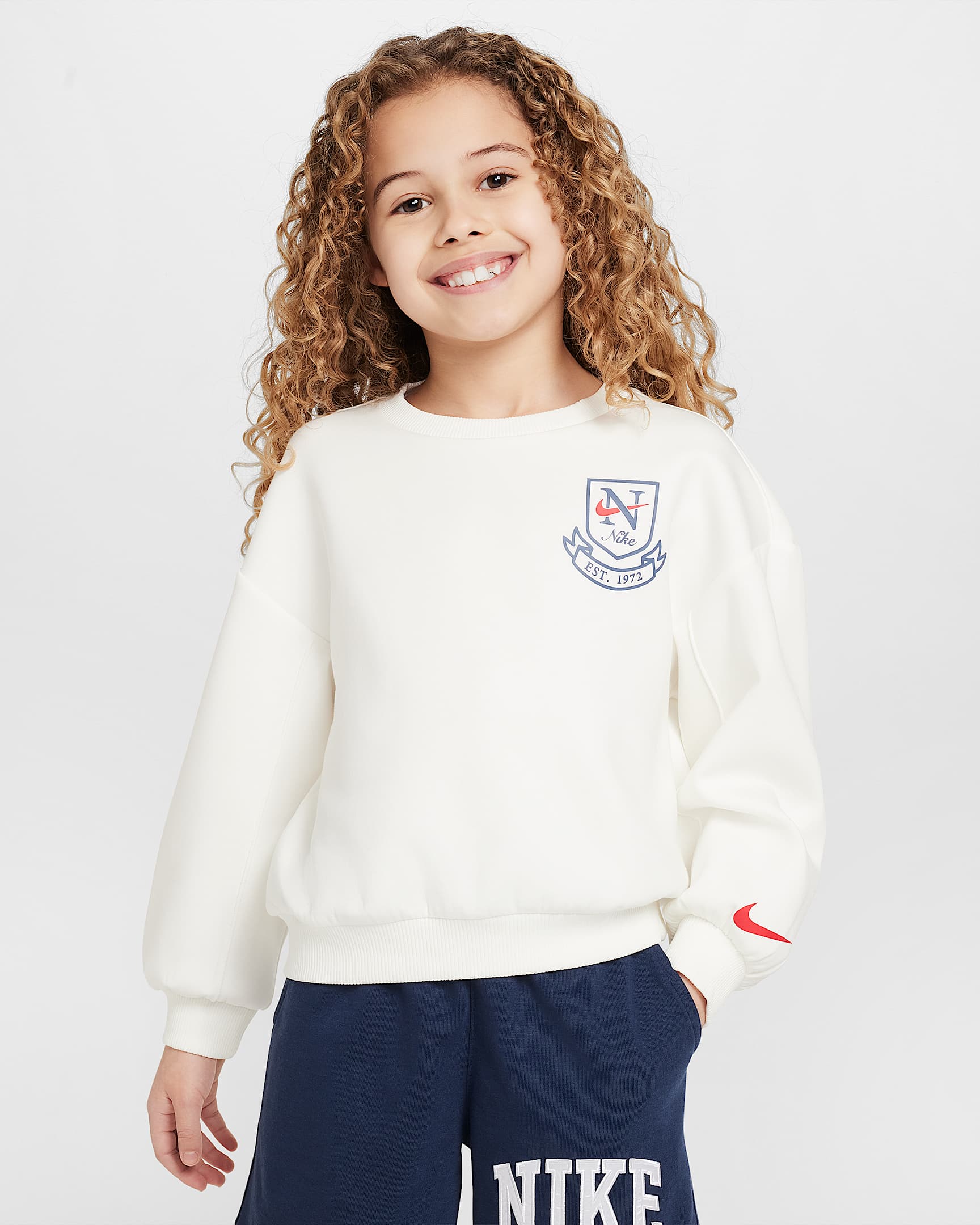 Nike Game, Swoosh, Match 幼童圆领上衣 - 帆白