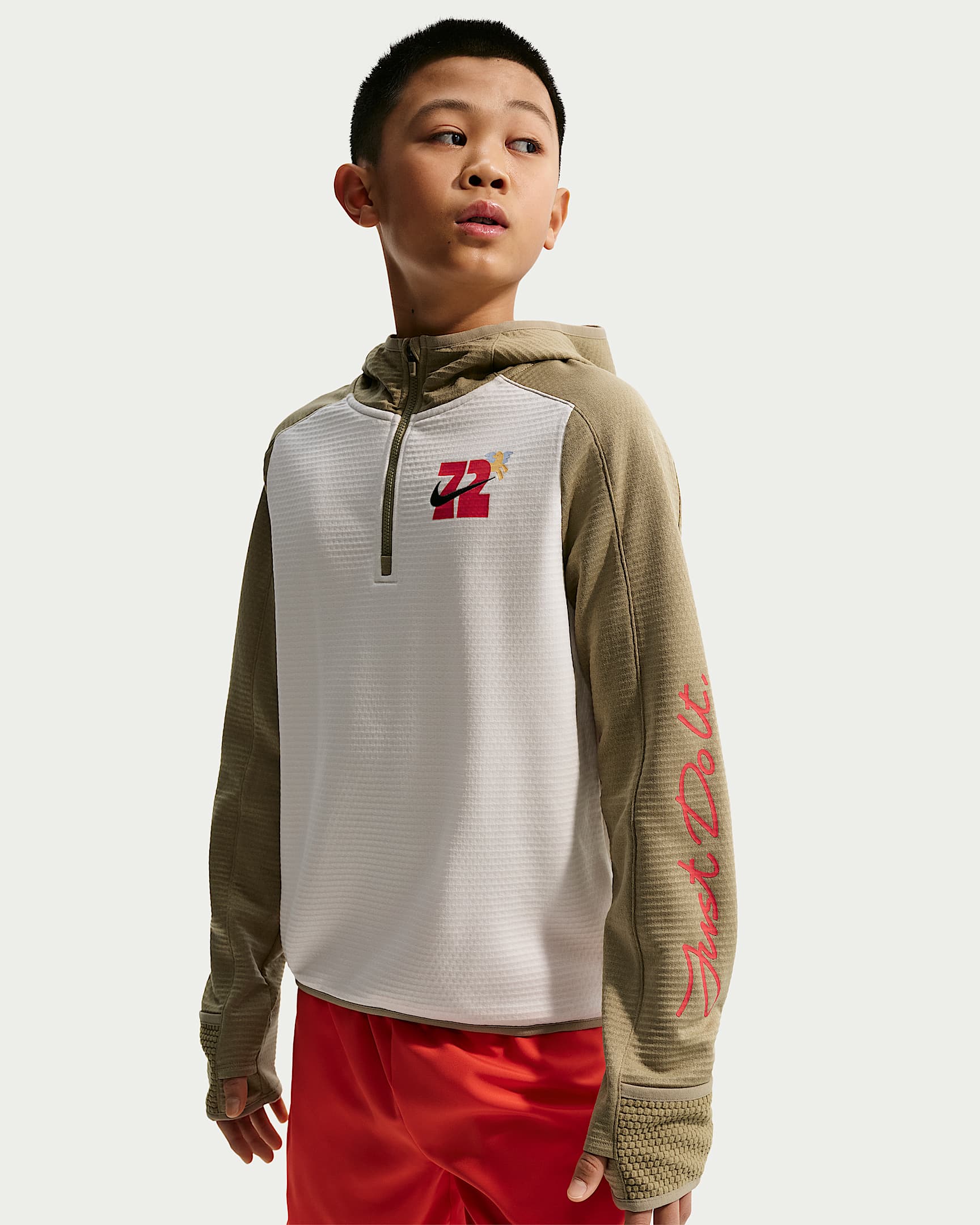 Nike 马年限定脱缰系列 Therma-FIT 新年款大童加绒长袖上衣 - 帆白/棕色