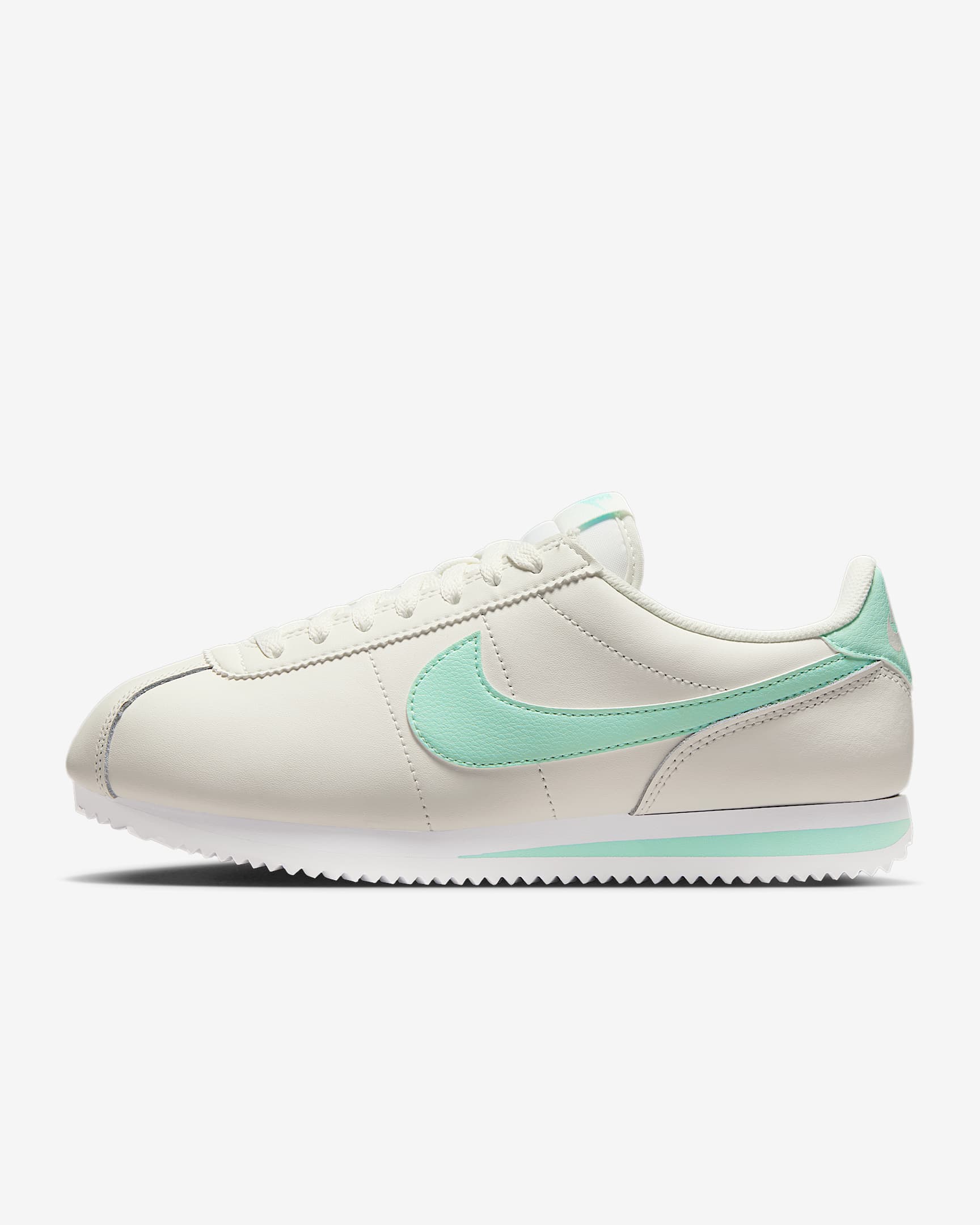 Nike Cortez Leather 女子复古运动鞋 - 帆白/白色/泡沫薄荷绿