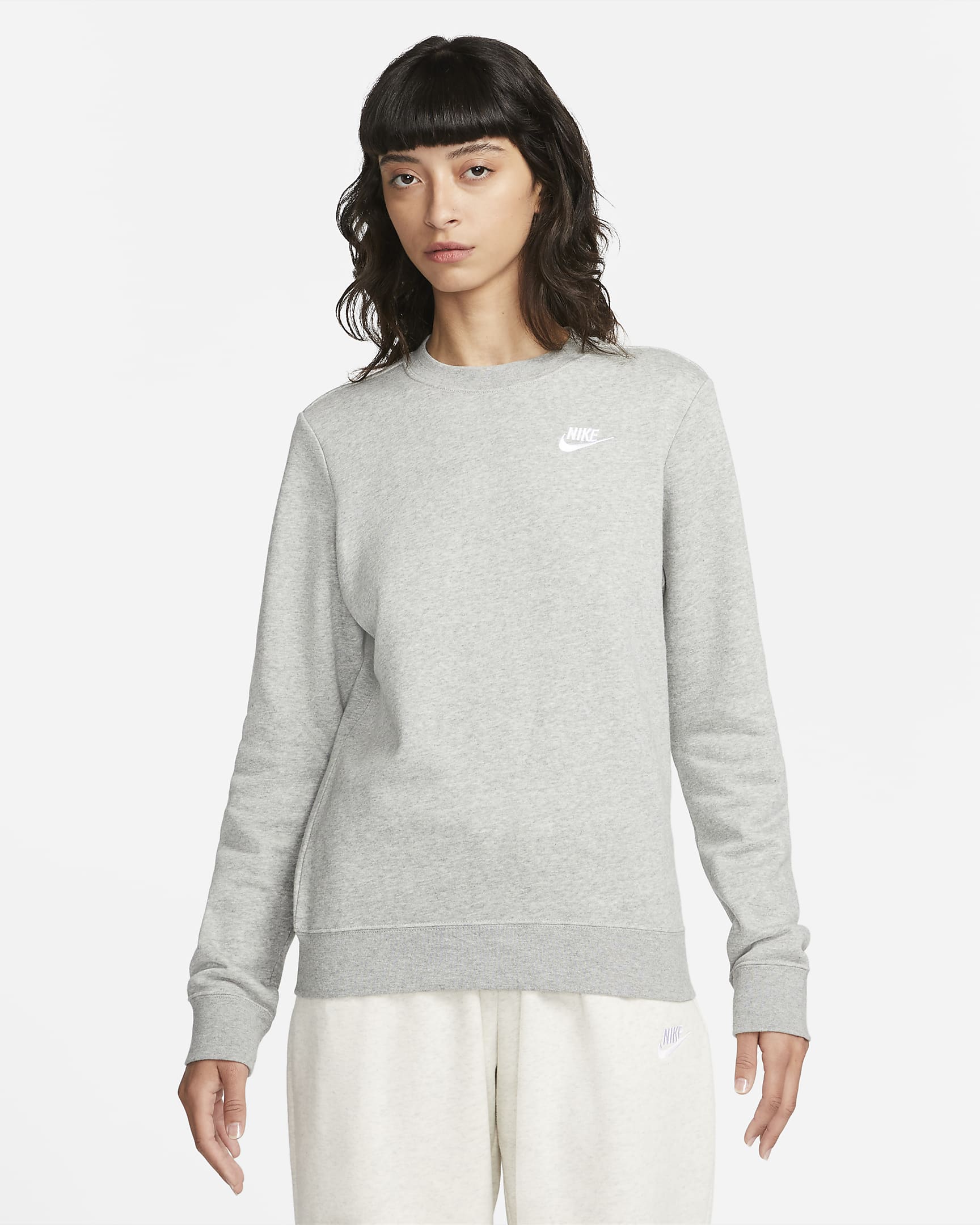Nike Sportswear Club Fleece 女子薄绒圆领运动衫 - 调色暗灰/白色