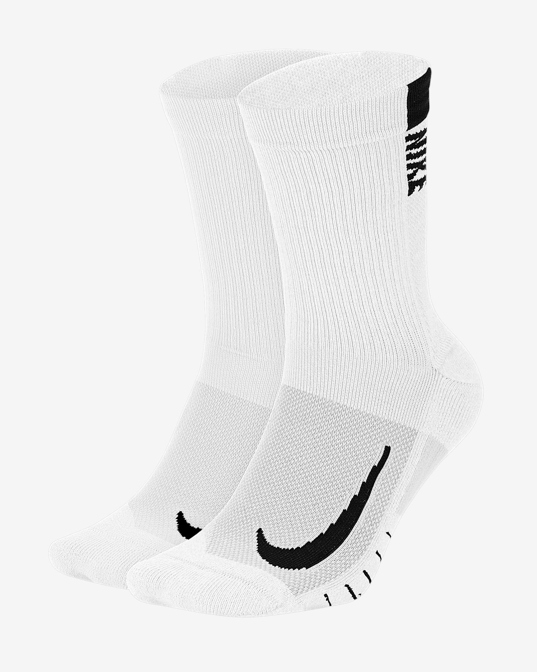 Nike Multiplier 速干中筒运动袜（2 双） - 白色/黑