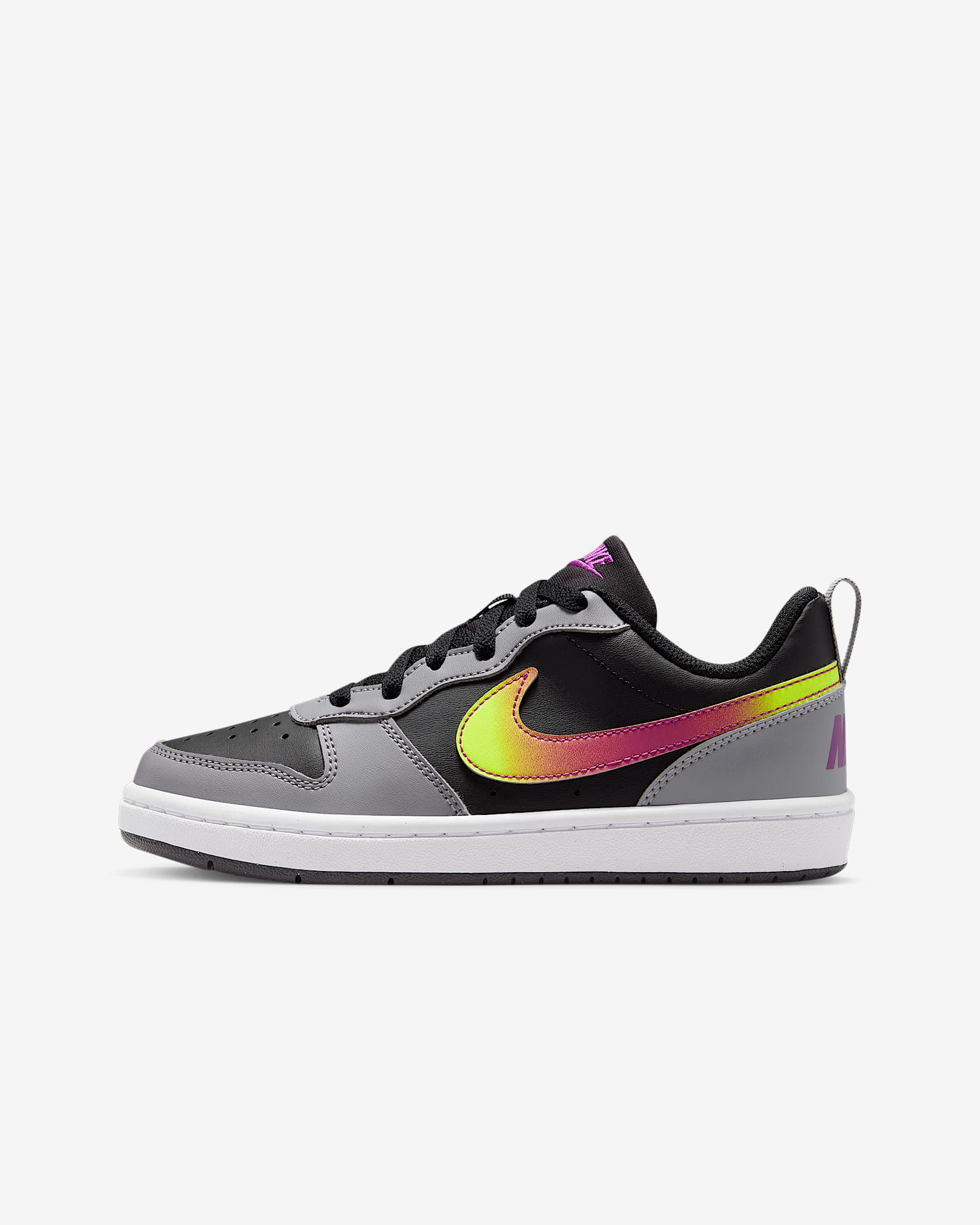 Nike Court Borough Low Recraft 耐克酷菠萝大童运动鞋 - 黑/水泥灰/白色/明亮紫