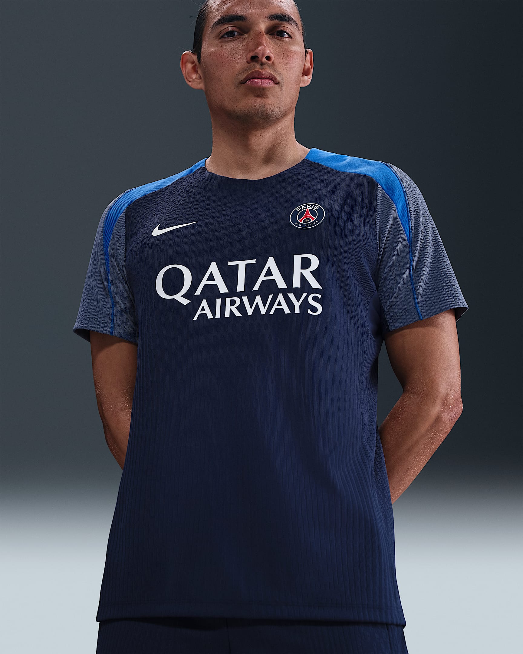 巴黎圣日耳曼 Strike Elite Nike Dri-FIT ADV 男子速干足球短袖上衣 - 深藏青/皇家蓝/白色