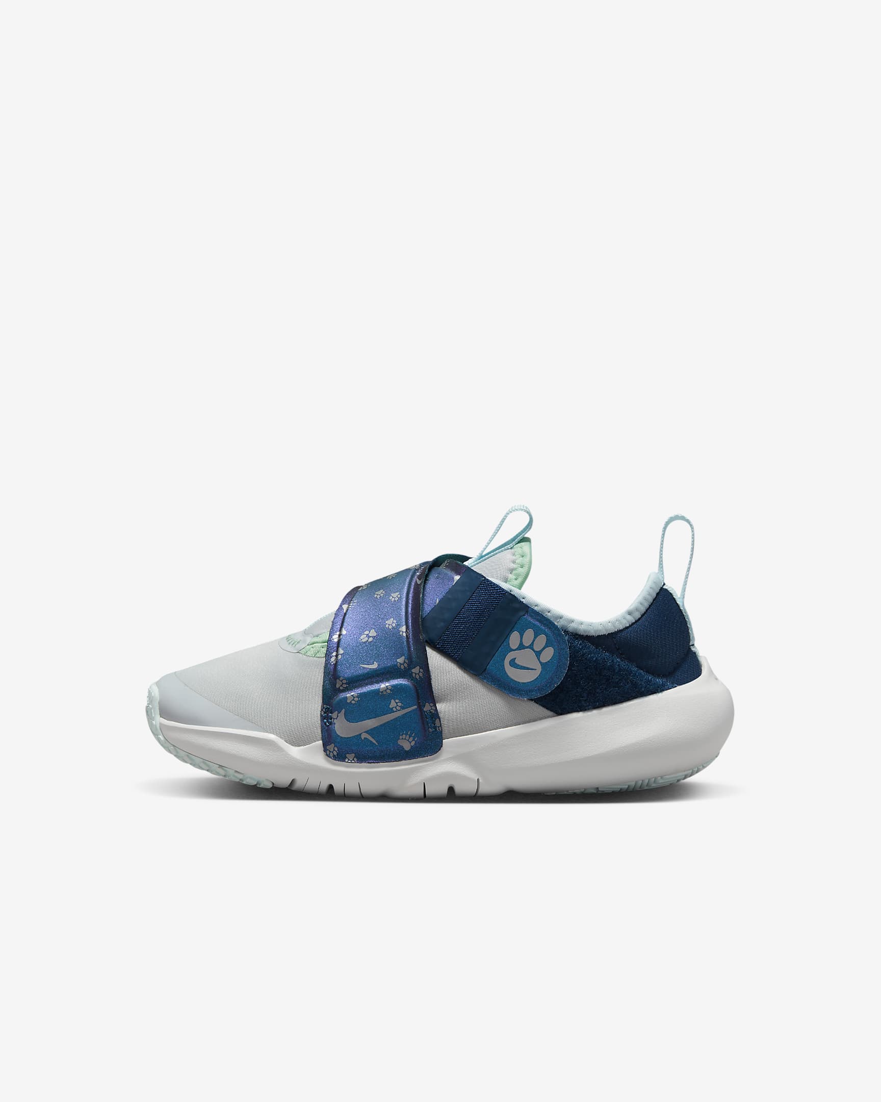 Nike Flex Advance SE (PS) 幼童易穿脱运动童鞋 - 白金色/缬草蓝/冰川蓝/金属银