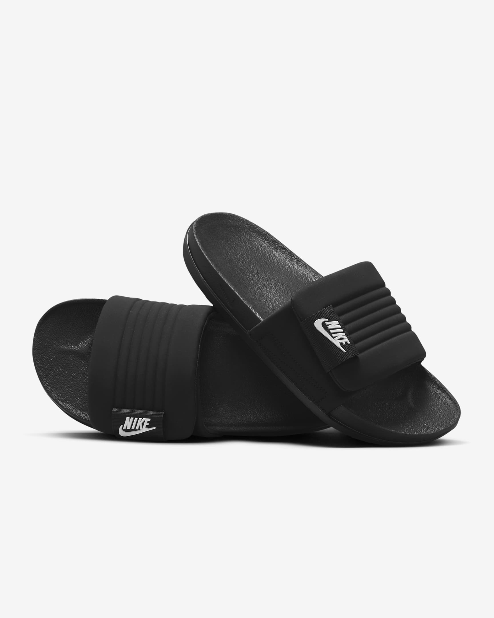 Nike Offcourt Adjust 男子魔术贴拖鞋 - 黑/黑/白色