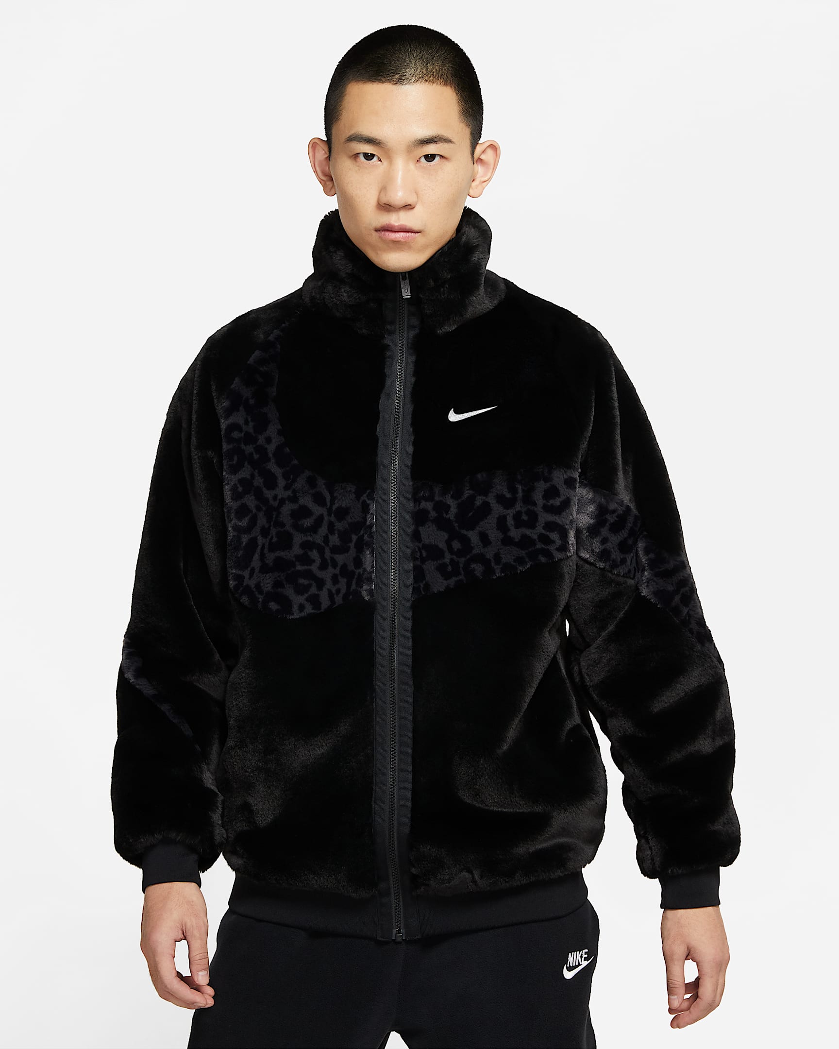 Nike Sportswear Swoosh 男子全长拉链开襟夹克 - 黑