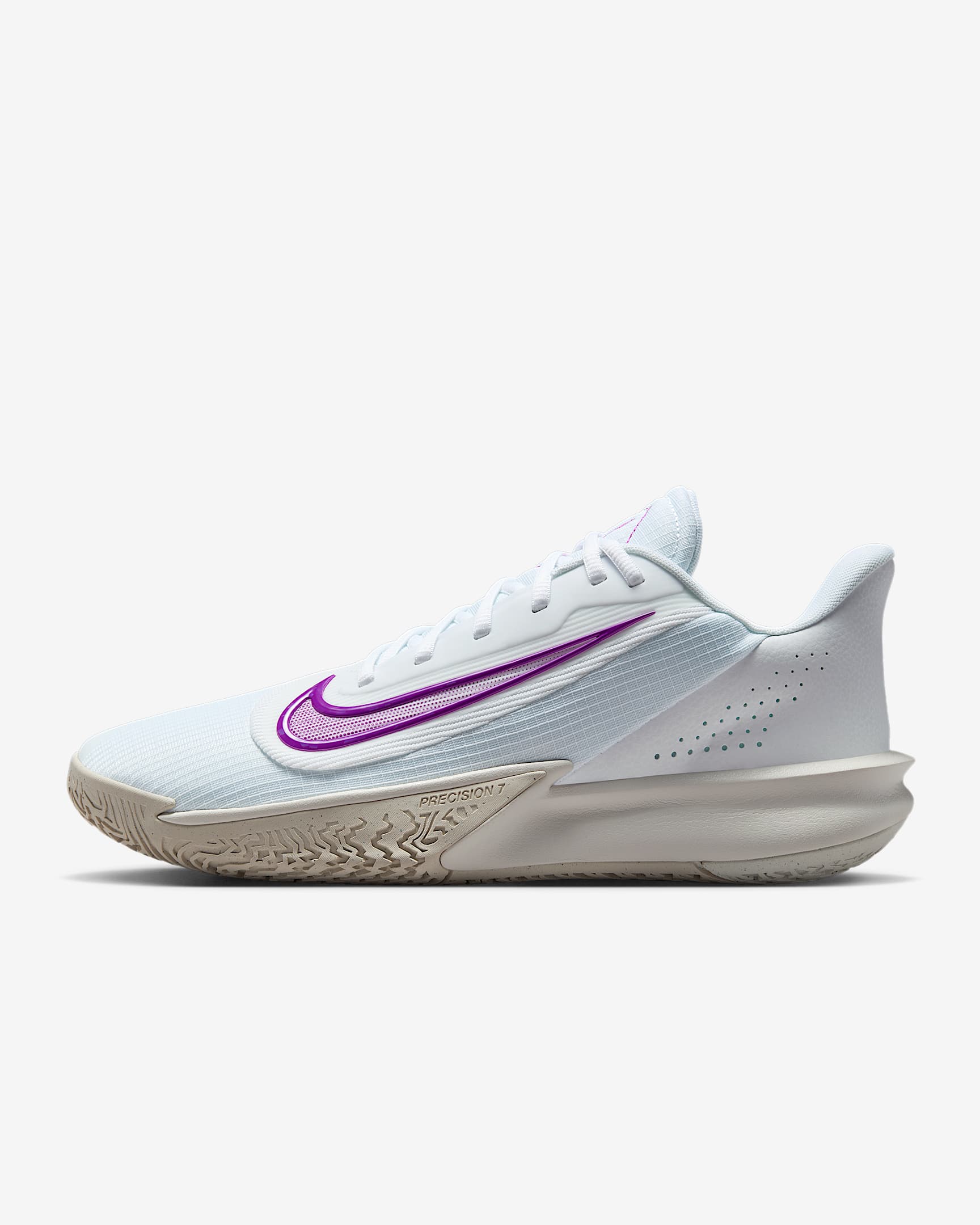 Nike Precision 7 男子篮球鞋 - 白色/浅土褐/幻影灰白/明亮紫