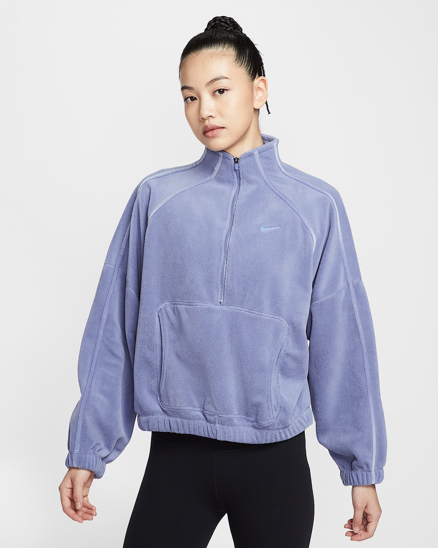 Nike One Therma-FIT 女子摇粒绒半长拉链开襟上衣 - 世界靛青/工作蓝