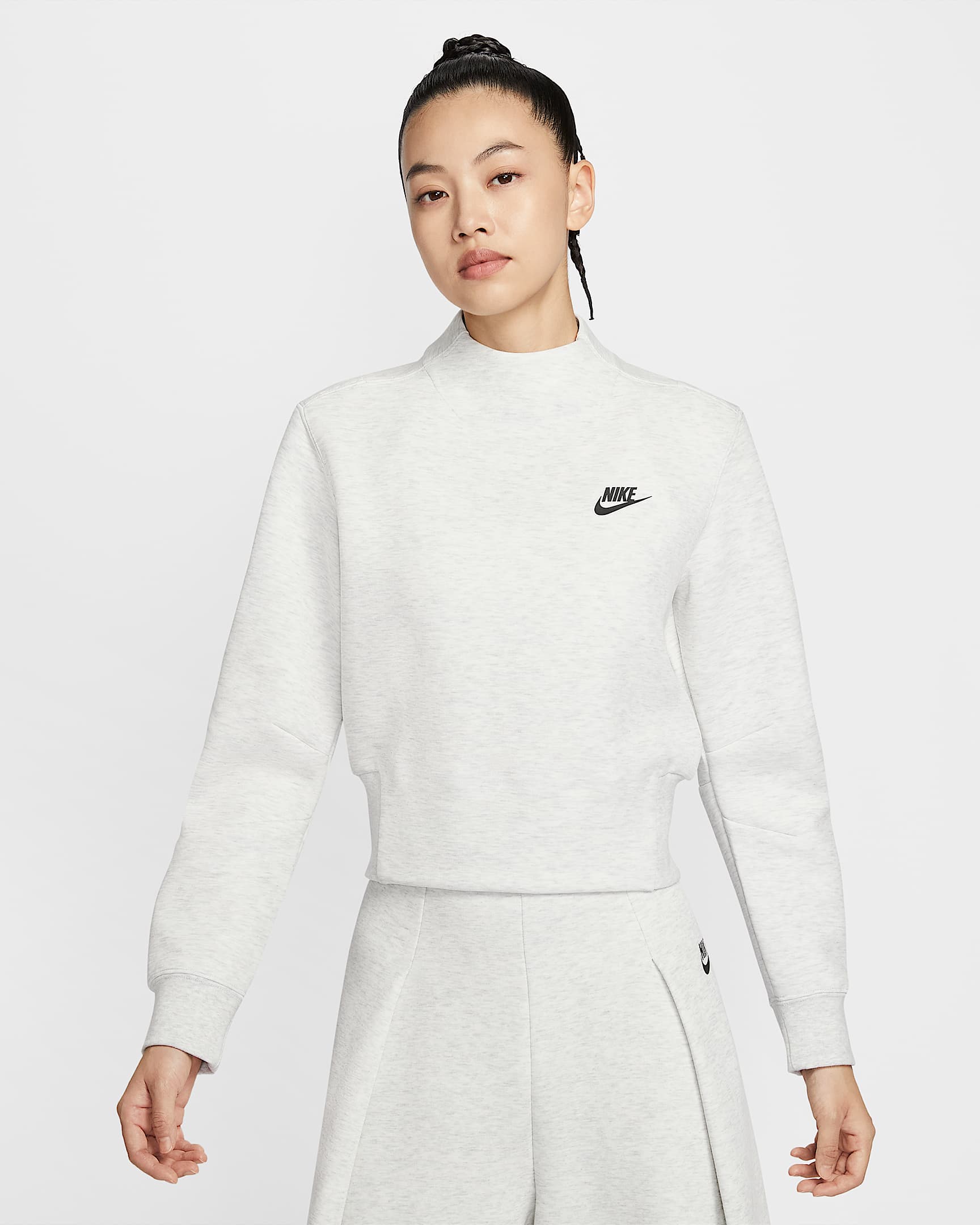 Nike Tech 女子针织企领上衣 - 浅灰/调色/黑