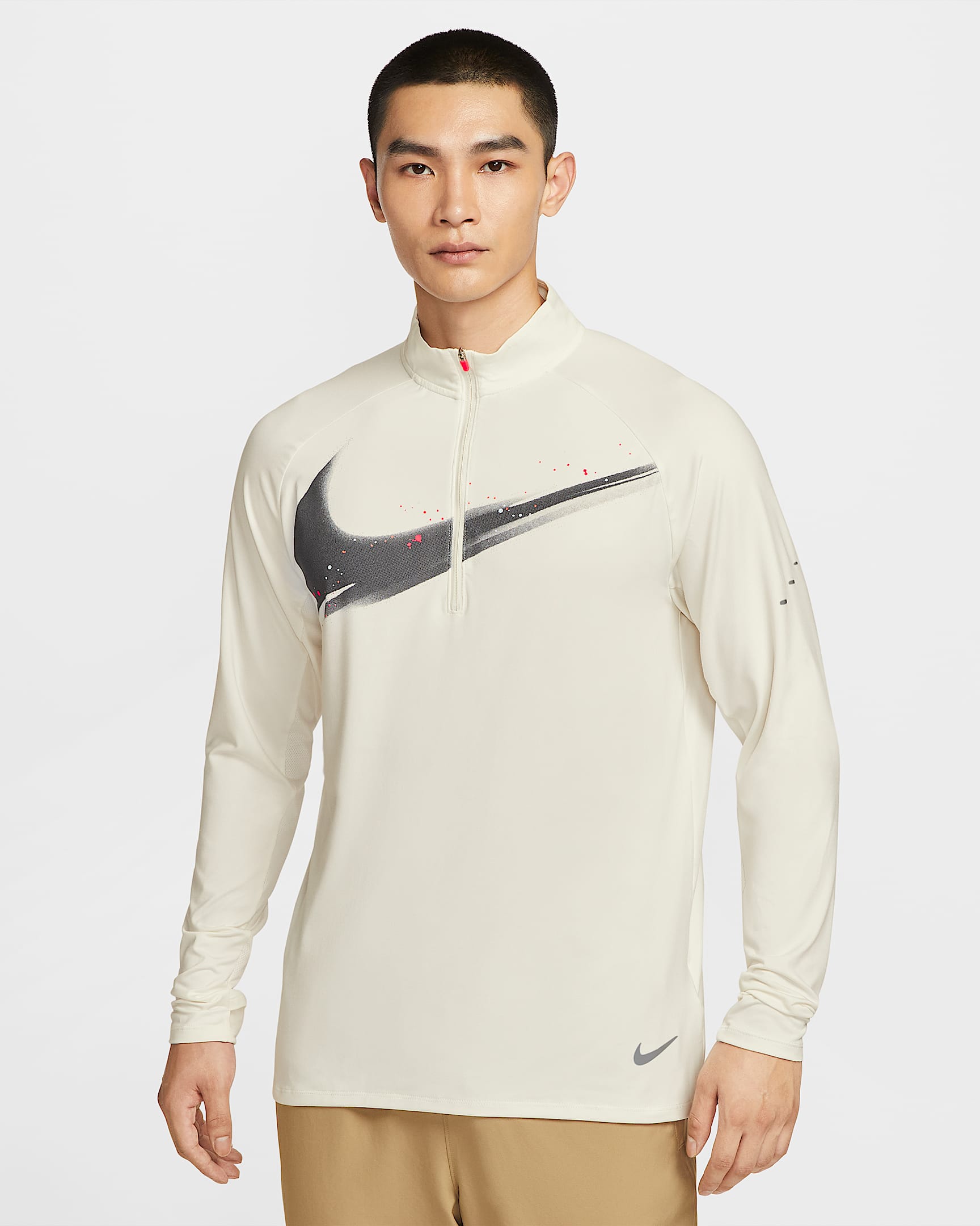Nike Dri-FIT 男子防晒速干跑步上衣 - 帆白