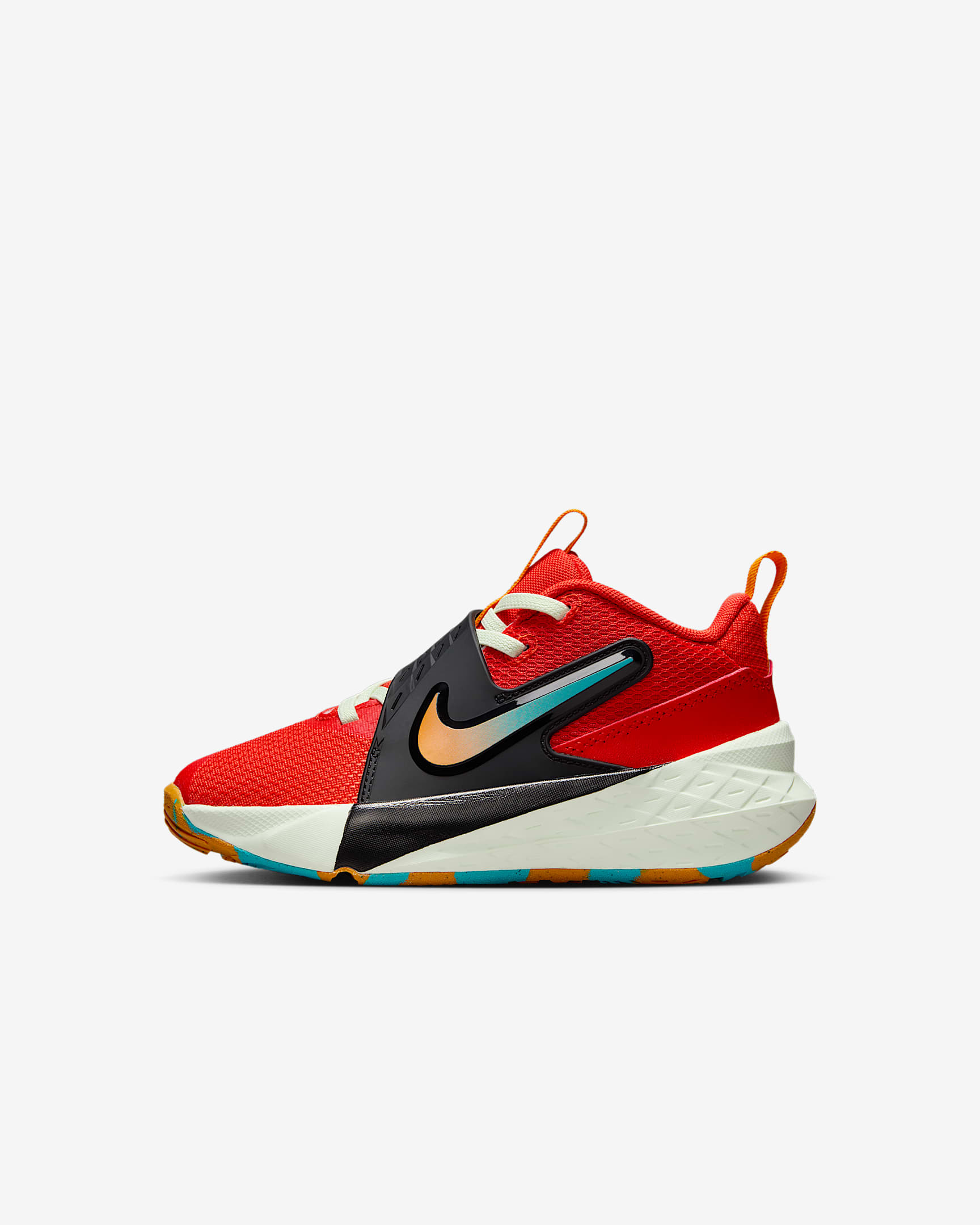 Nike Team Hustle D 12 幼童易穿脱运动鞋 - 热情红/仙人掌绿/浅荧光黄/橘皮黄