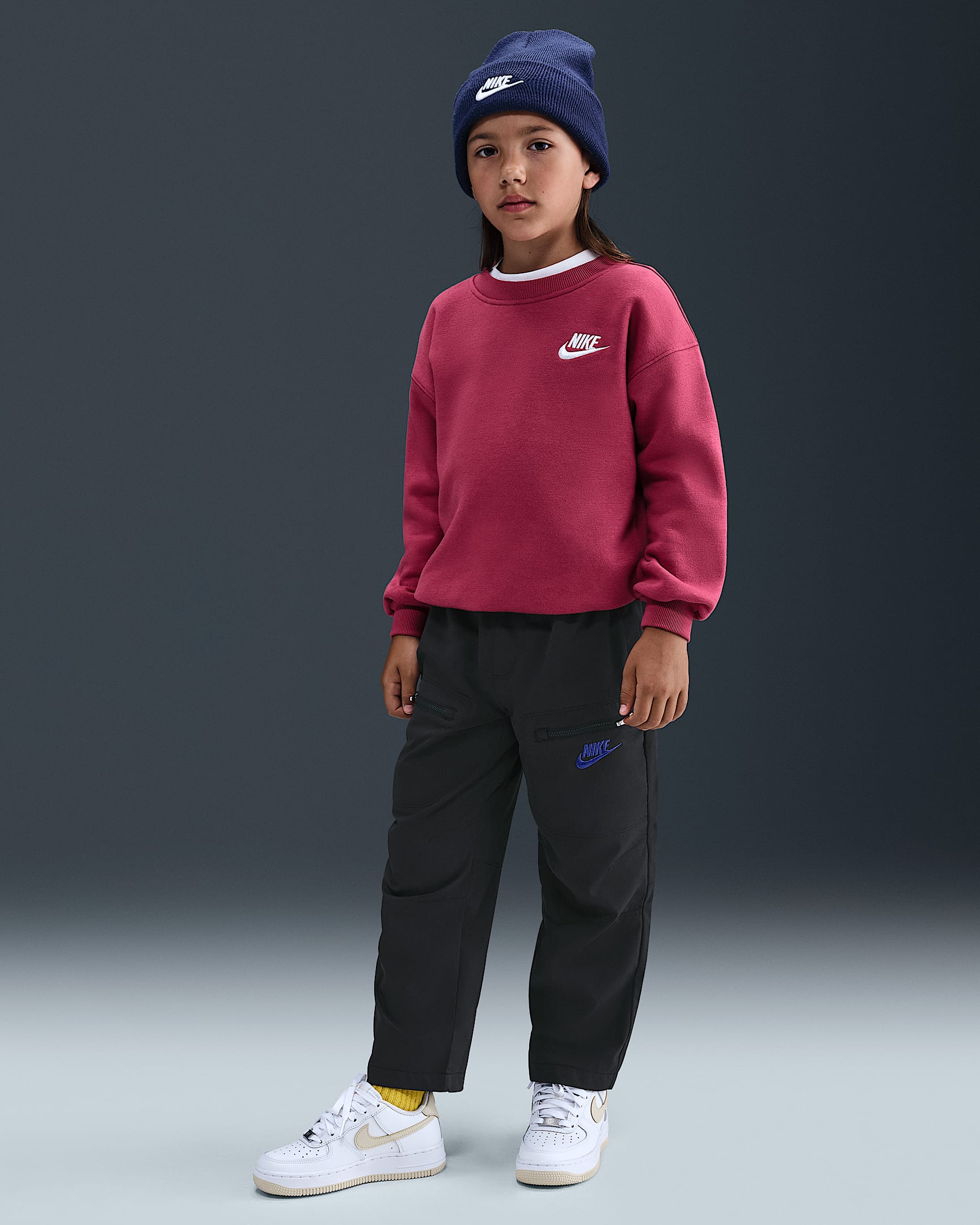 Nike Sportswear Futura 幼童斜纹长裤 - 暗烟灰