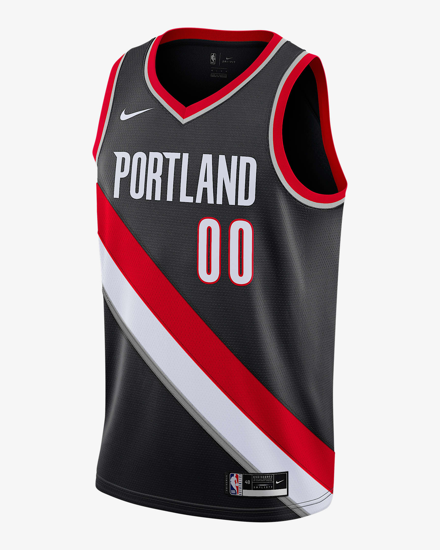 2020 赛季波特兰开拓者队 Icon Edition Nike NBA Swingman Jersey 男子球衣 - 黑/大学红/白色