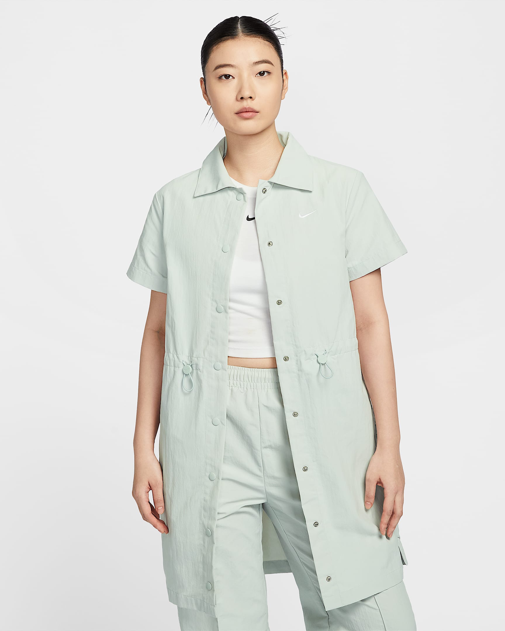 Nike Sportswear Everything Wovens 女子拒水防晒短袖两穿连衣裙 - 浅银/白色