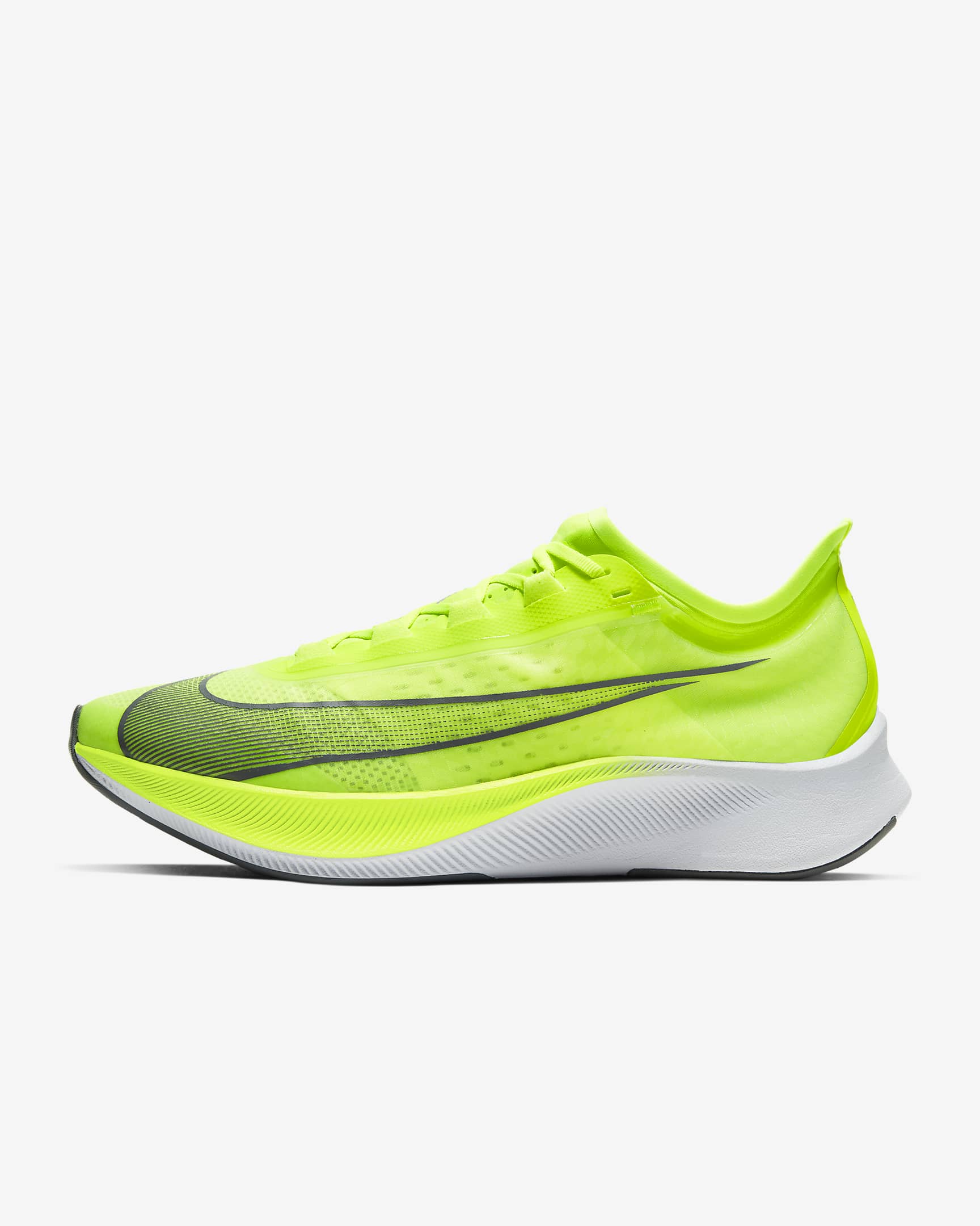 Nike Zoom Fly 3 男子公路竞速跑步鞋 - 荧光黄/白色/烟灰