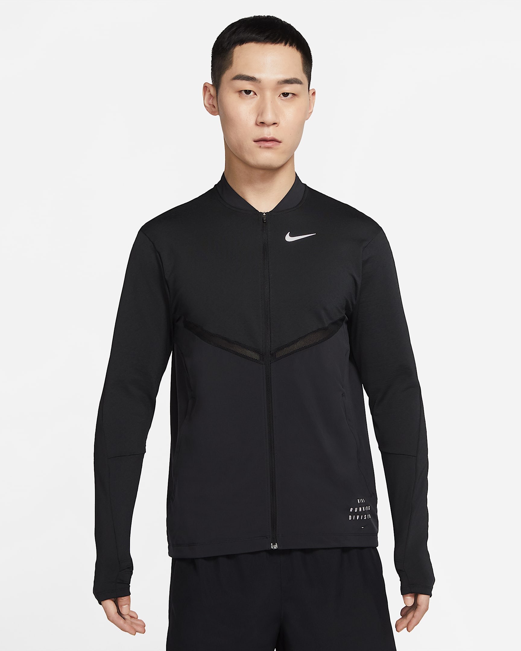 Nike Dri-FIT Run Division Element 男子全长拉链开襟跑步上衣 - 黑