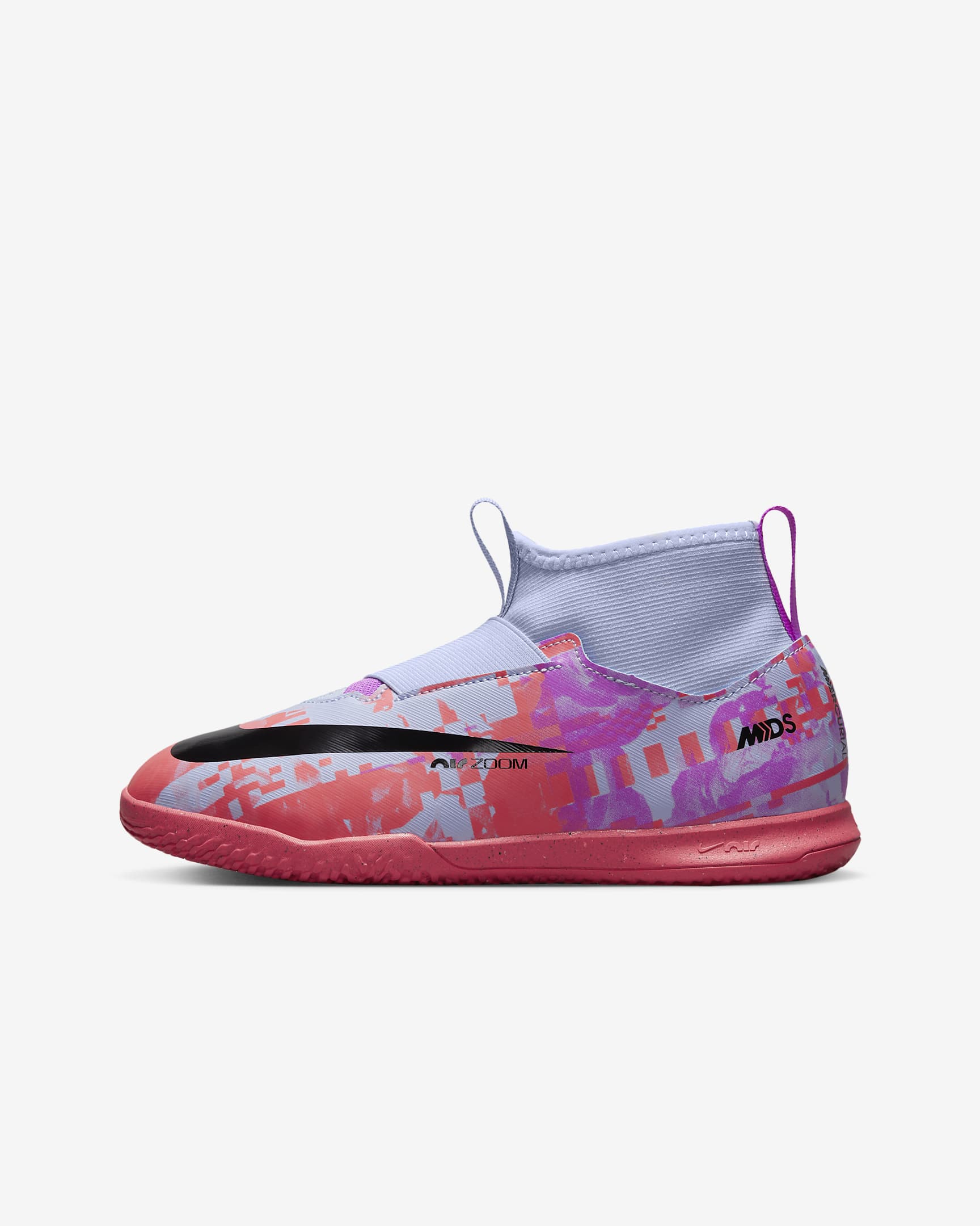 Nike Jr Zoom Superfly 9 ACAD MDS IC 大童室内/球场足球童鞋 - 狂喜钴蓝/梦幻紫红/潘趣红/黑