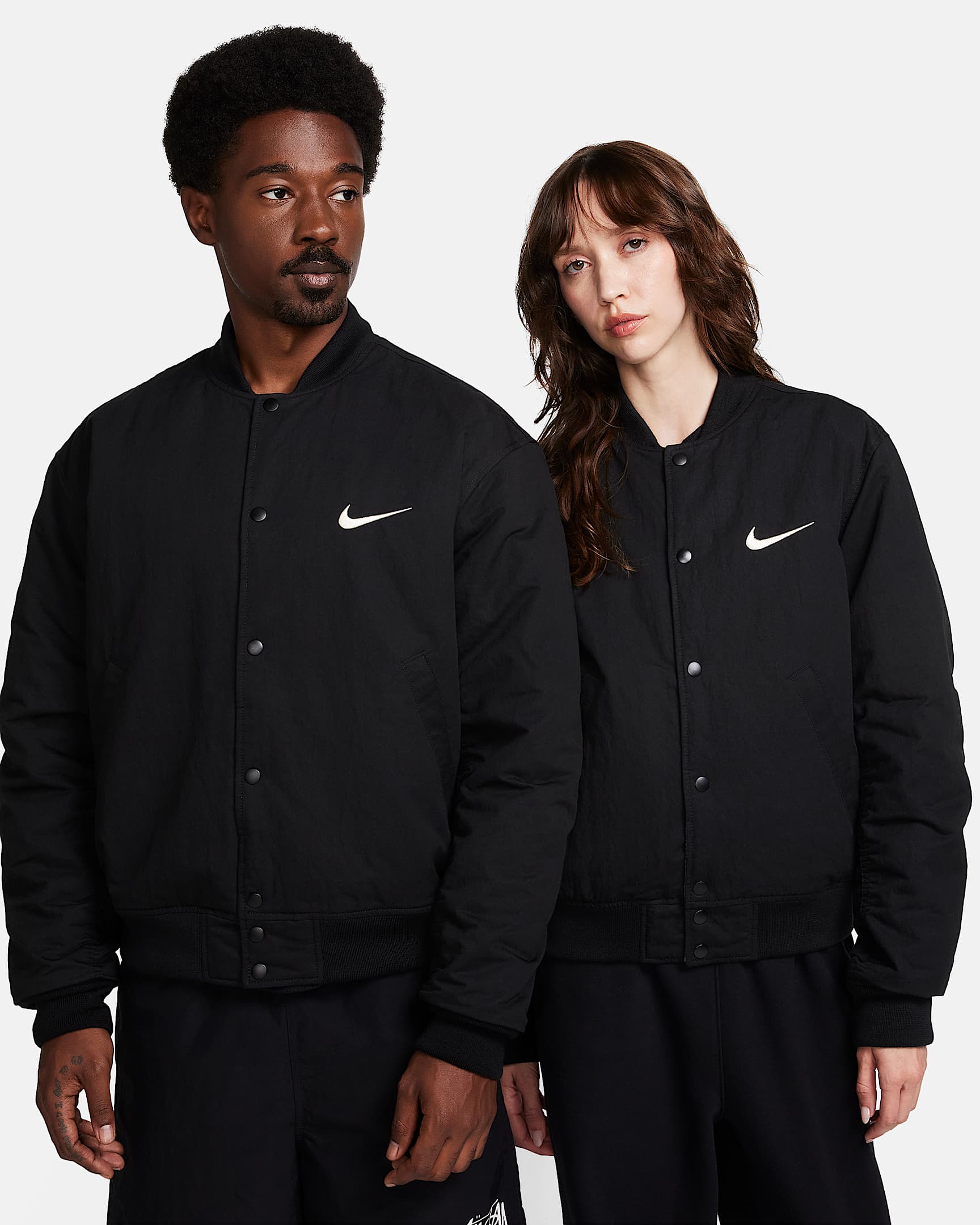 Nike x Stüssy 男/女双面穿夹克 - 黑/帆白/帆白