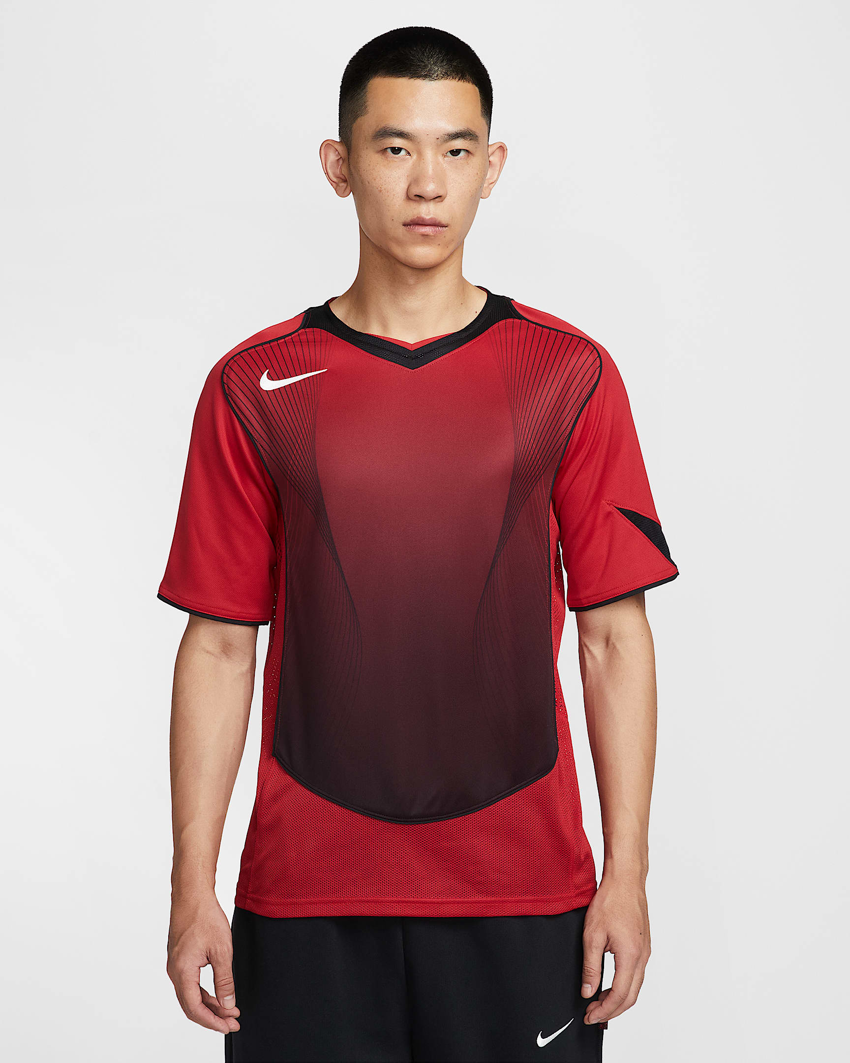 Nike Total 90 Dri-FIT 男子速干短袖足球球衣 - 健身红/黑/帆白/帆白