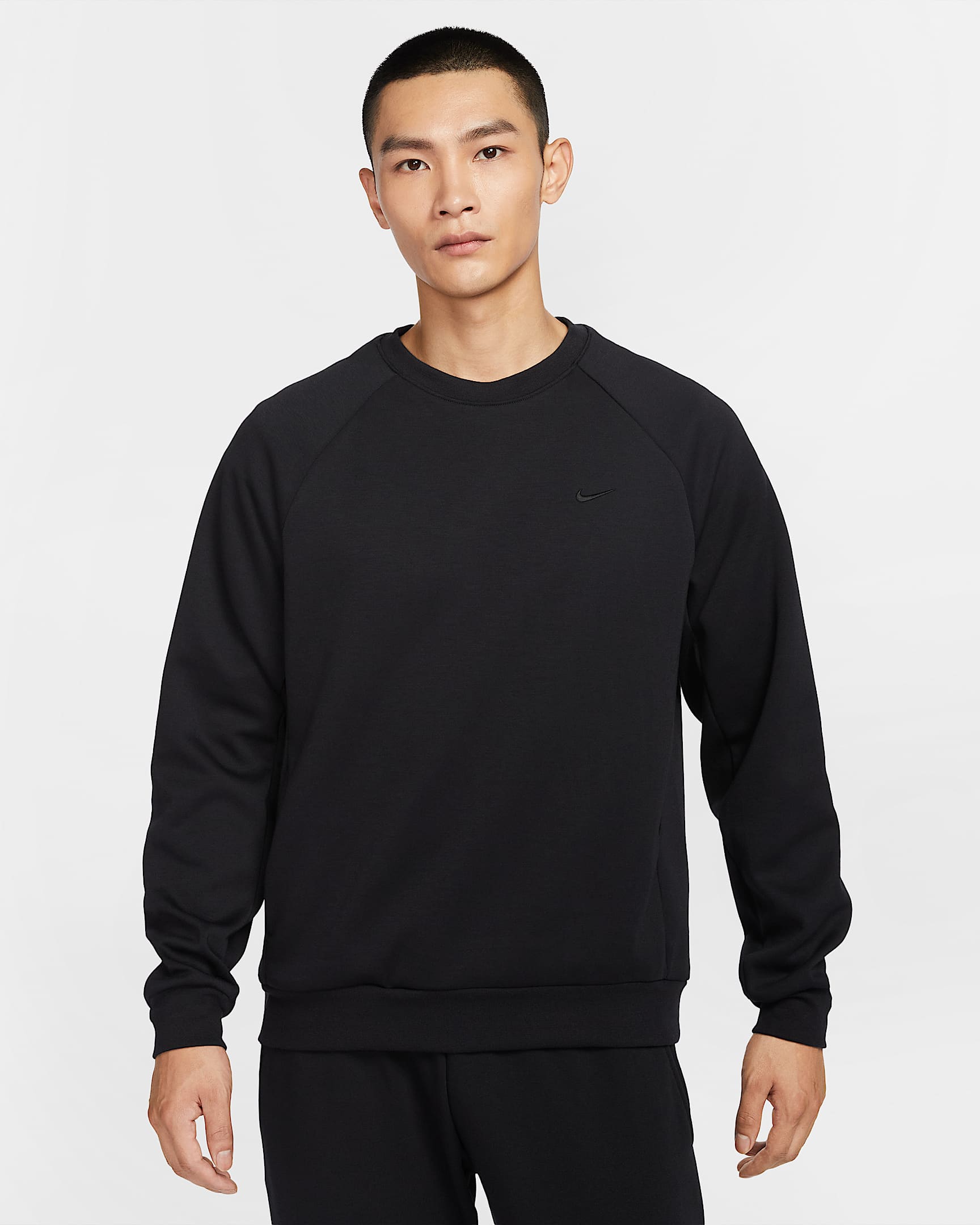 Nike Primary Fleece Dri-FIT 男子防晒速干百搭圆领针织上衣防晒衣 - 黑/黑