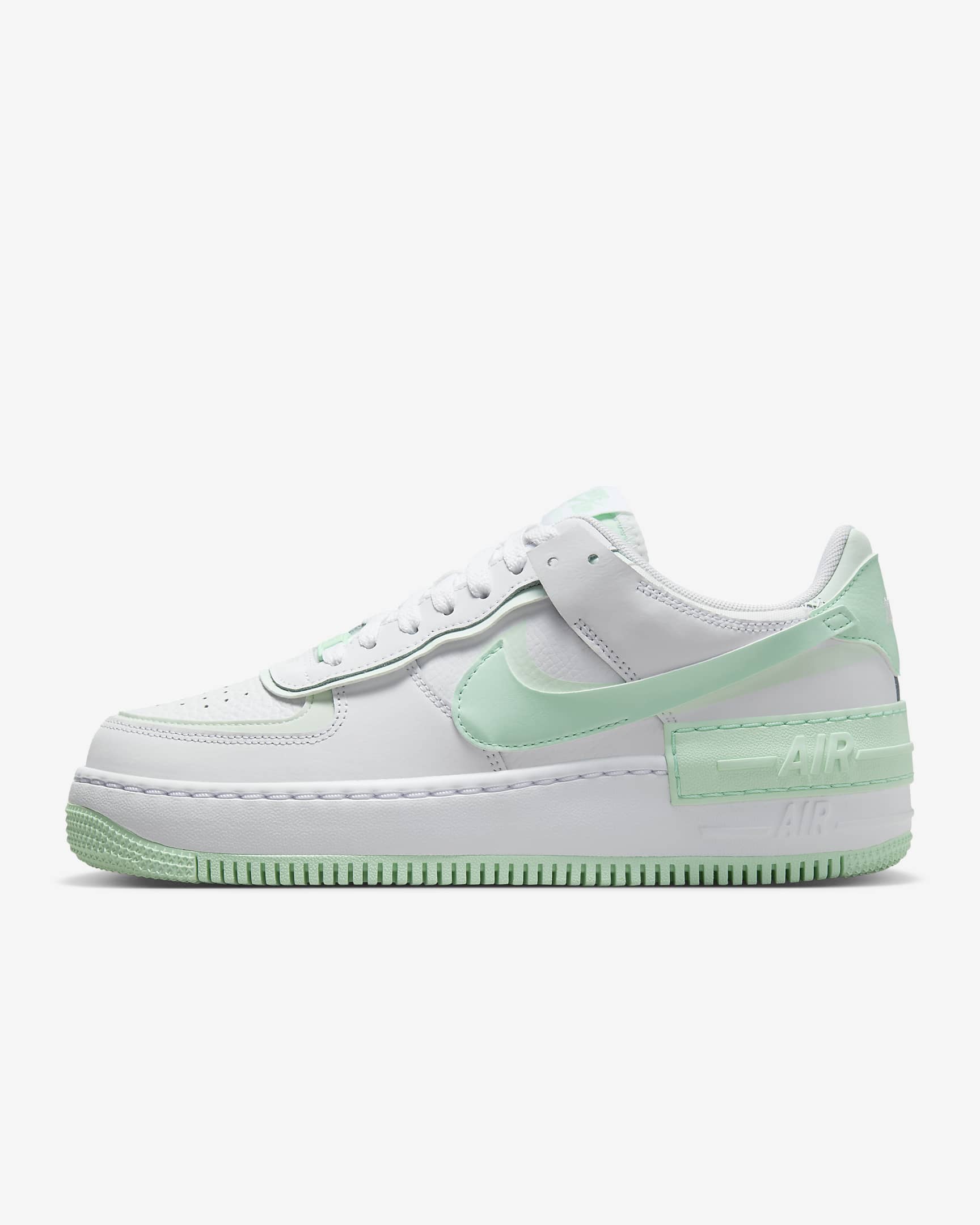 Nike Air Force 1 Shadow 女子空军一号运动鞋 - 白色/微绿/泡沫薄荷绿