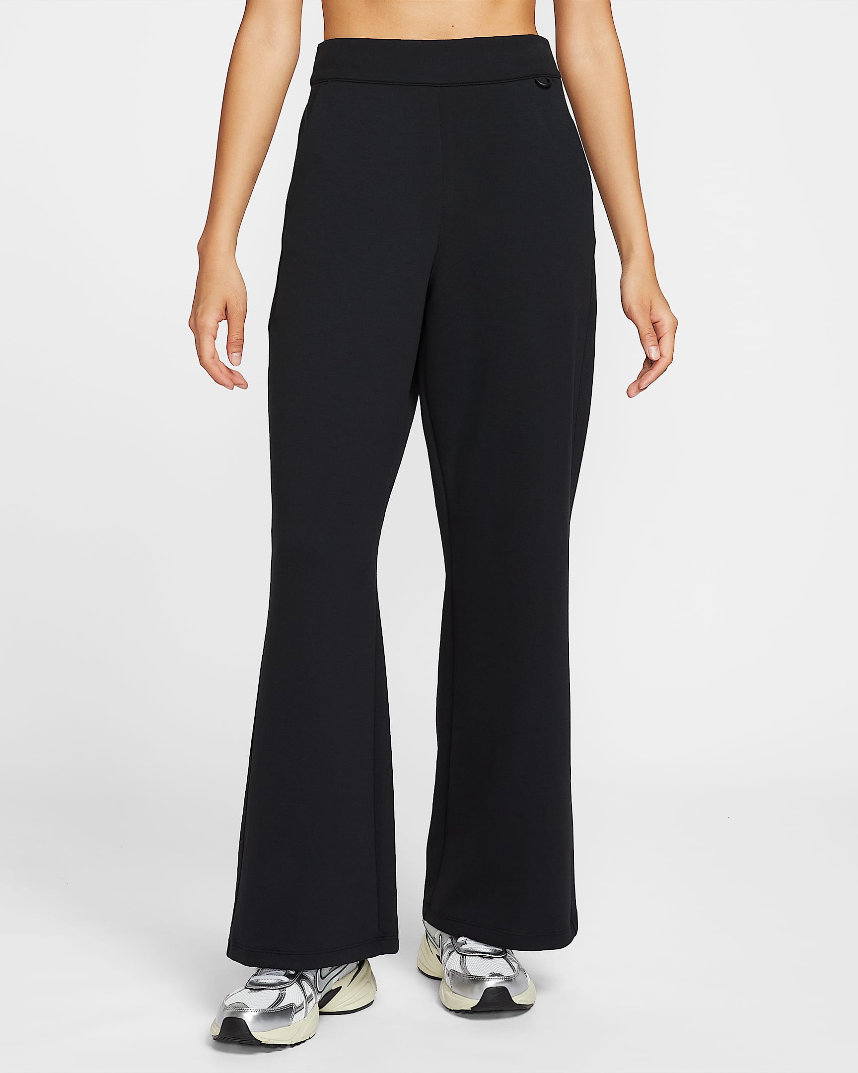 Nike 24.7 ImpossiblySoft Dri-FIT 女子速干高腰喇叭长裤 - 黑/黑/暗烟灰